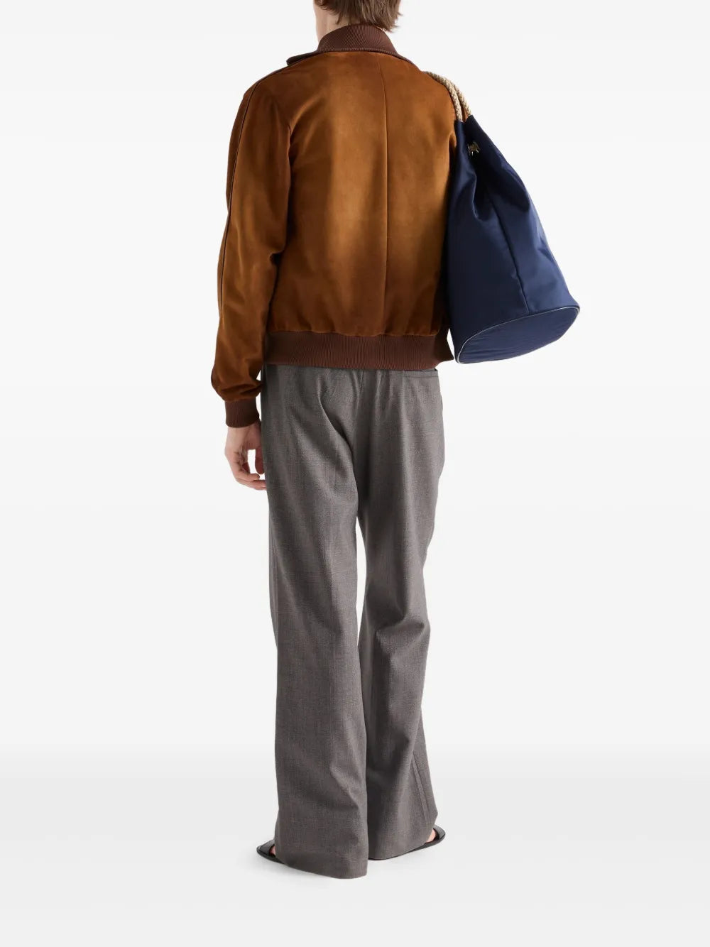 Manteaux Giacca in Vitello di Velluto Prada Marron Homme