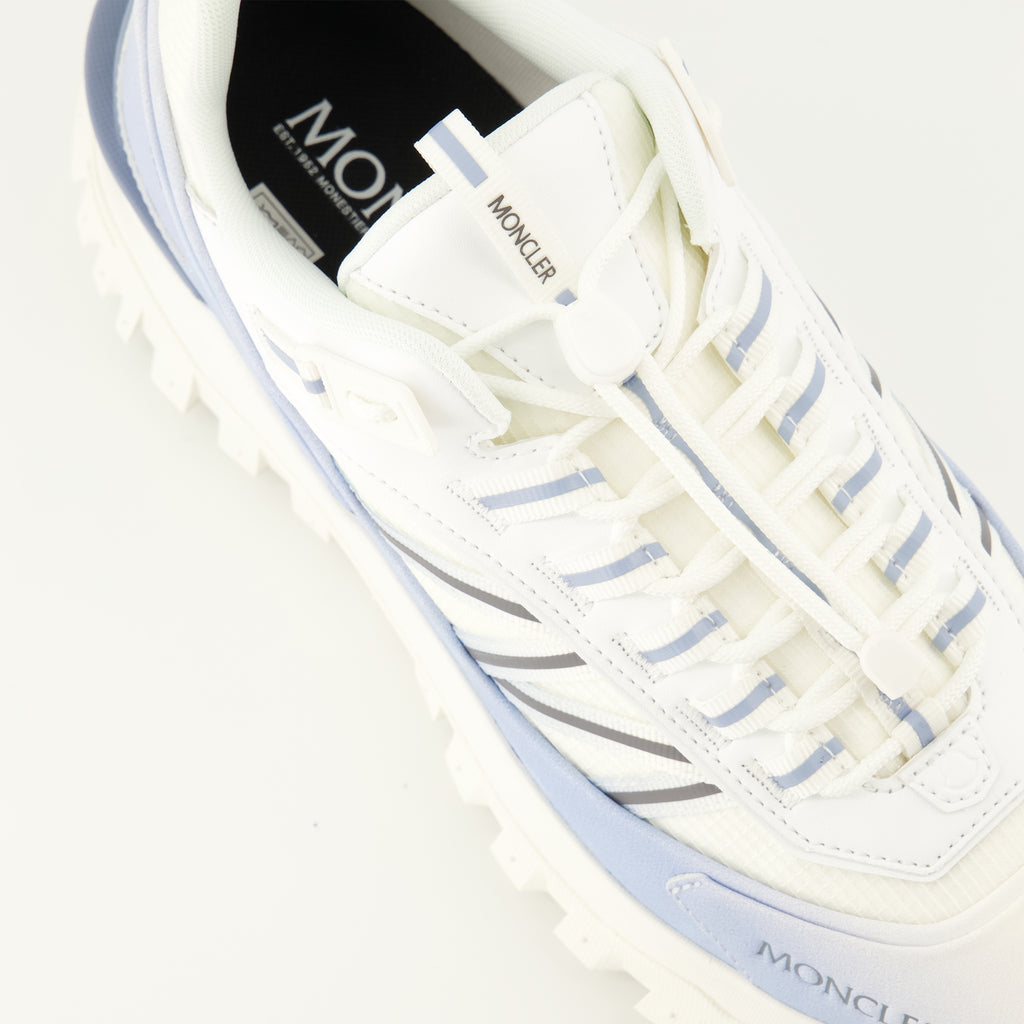 Image of the Moncler Men's Trailgrip Blue Sneakers - Spring-Summer 2026 - Detailed top view