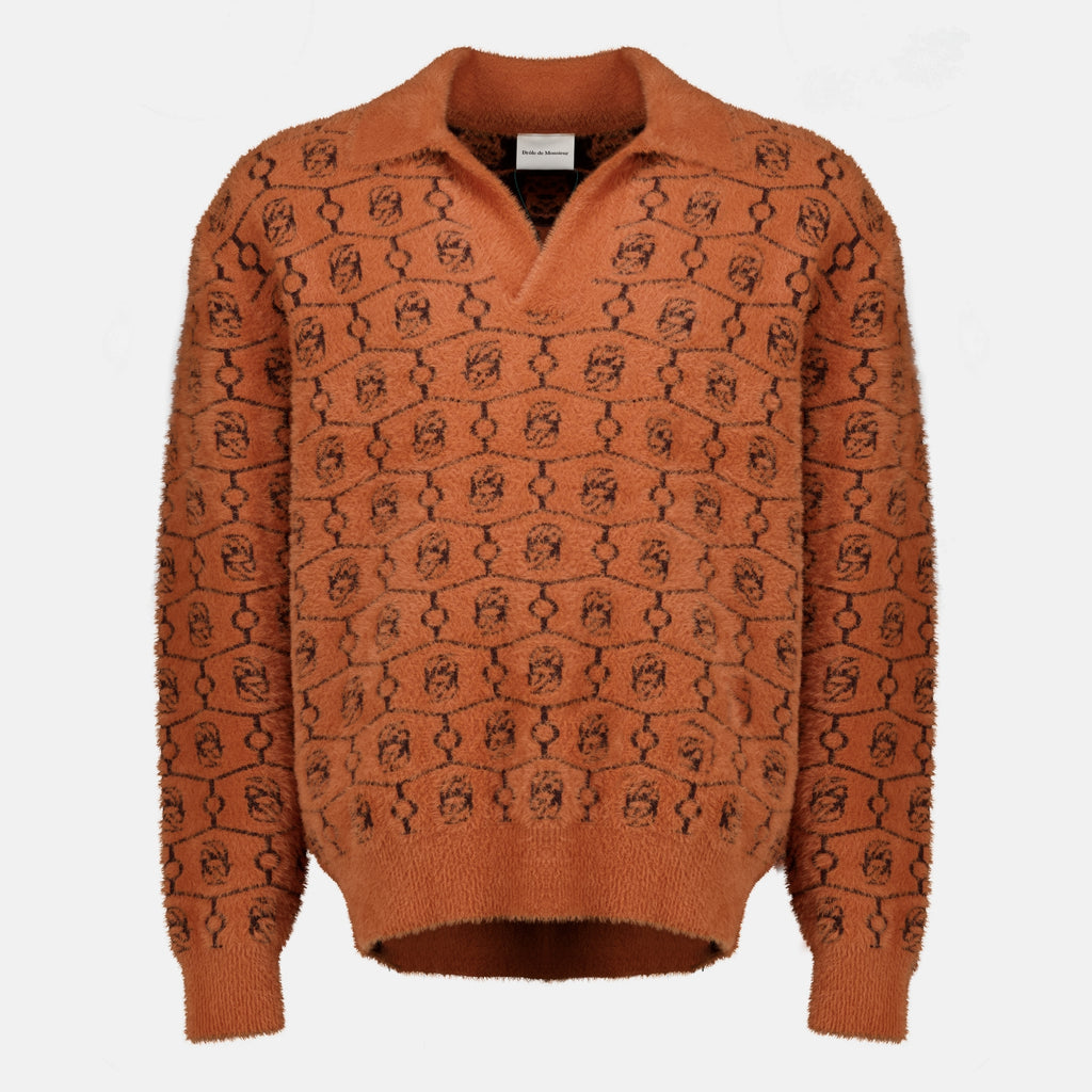 Maille Polo Monogramma in Lana Marrone Drole De Monsieur Marron Homme