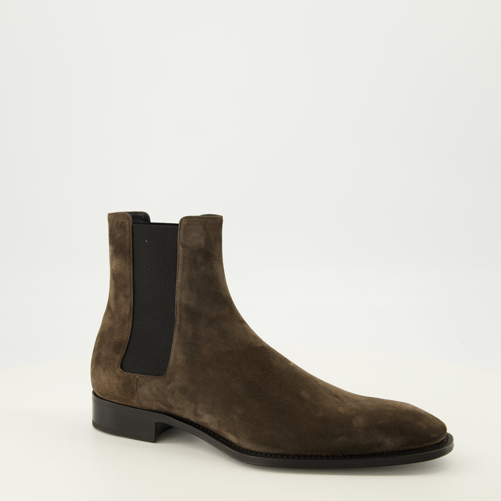 Bottes et bottines Bottines Aurelien Chelsea en suède marron Saint Laurent Marron Homme
