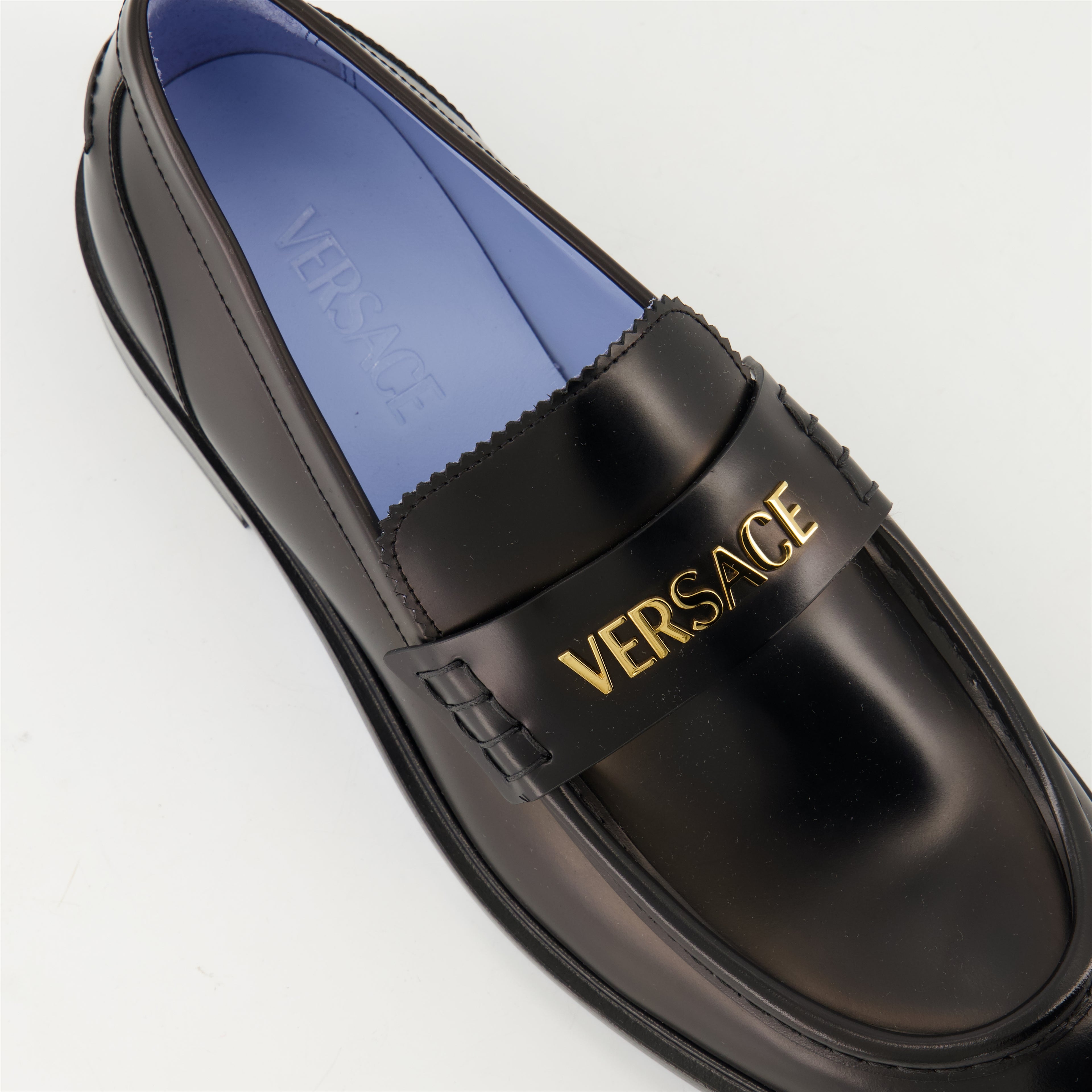 Loafers Leather Loafers Versace Black Homme