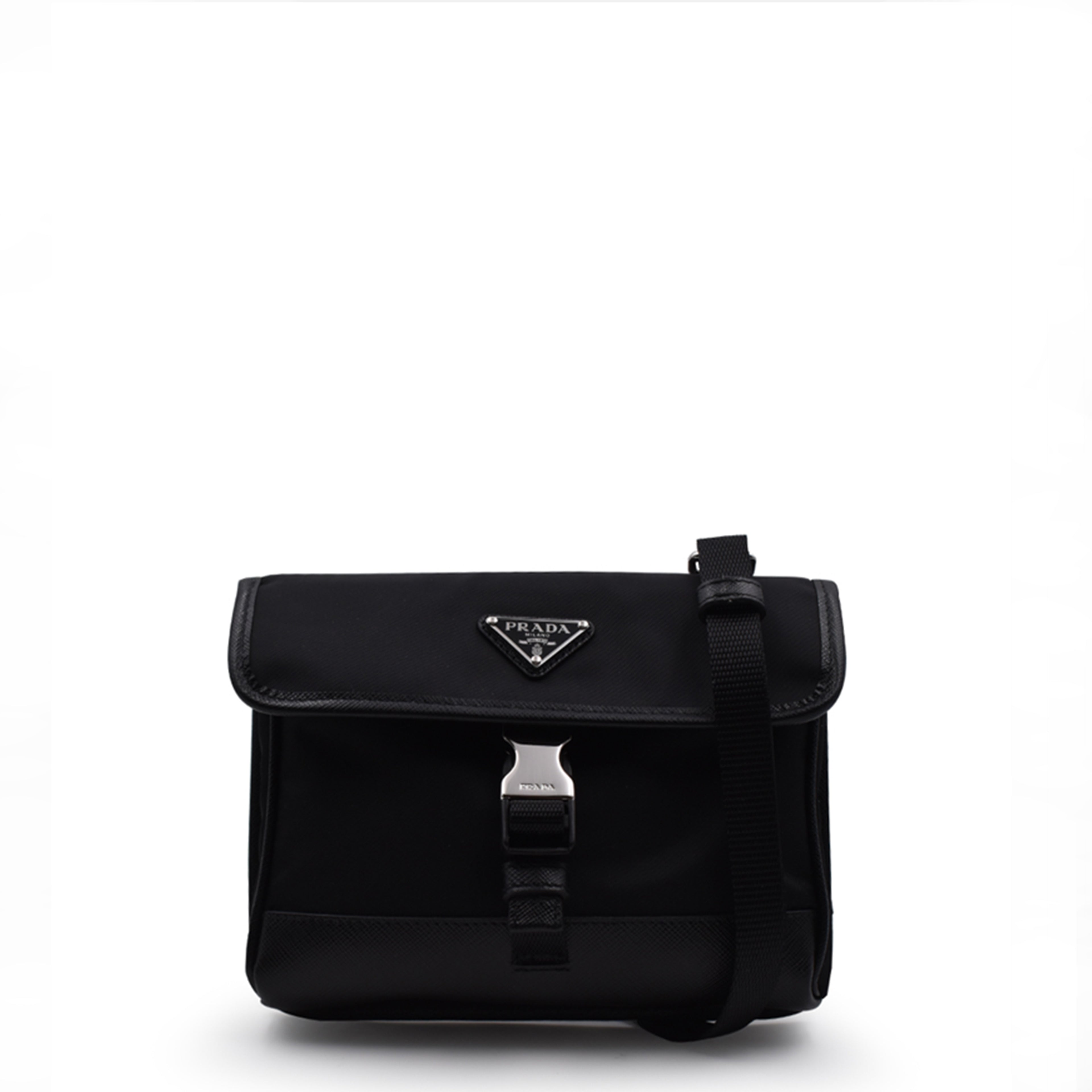 Mini pochette en Re-Nylon et cuir noir
