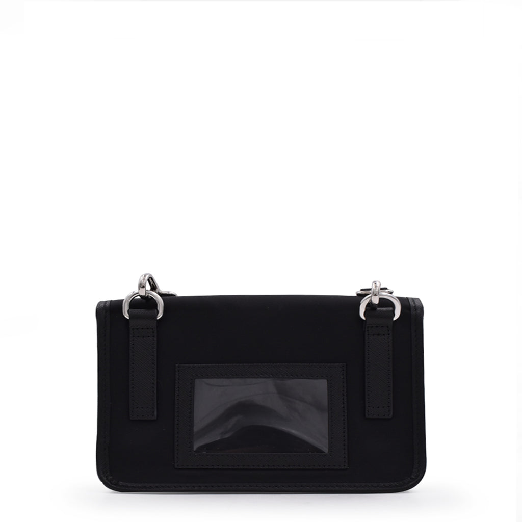 Sacs bandoulière Mini pochette en Re-Nylon et cuir noir Prada Noir Homme