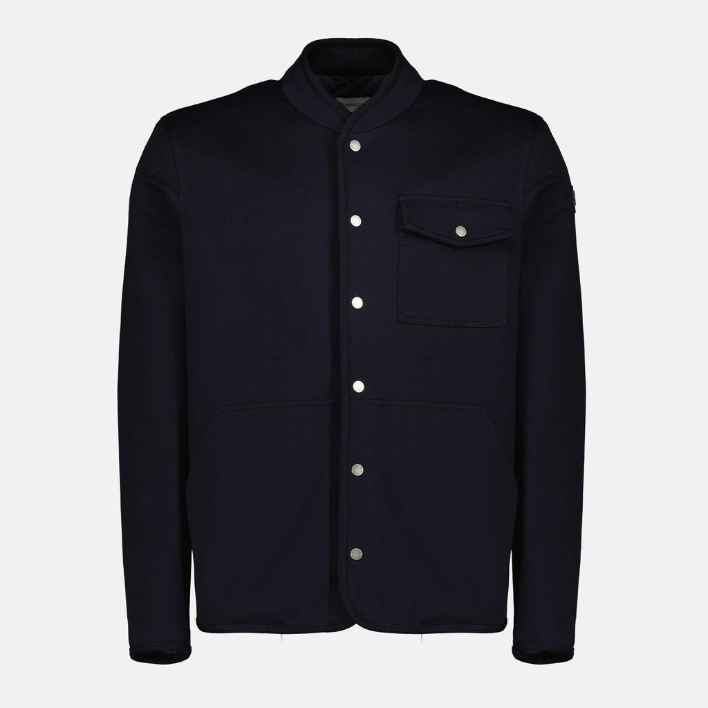 Image of the Navy Blue Bandelier Overshirt by Moncler for Men - Spring-Summer 2026 - Front View
