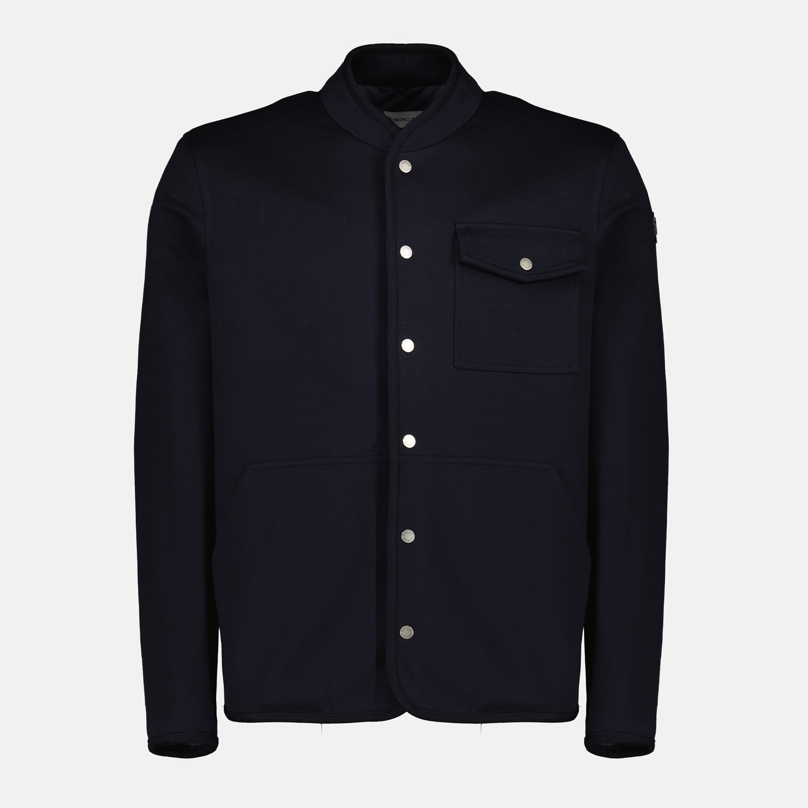 Image of the Navy Blue Bandelier Overshirt by Moncler for Men - Spring-Summer 2026 - Front View