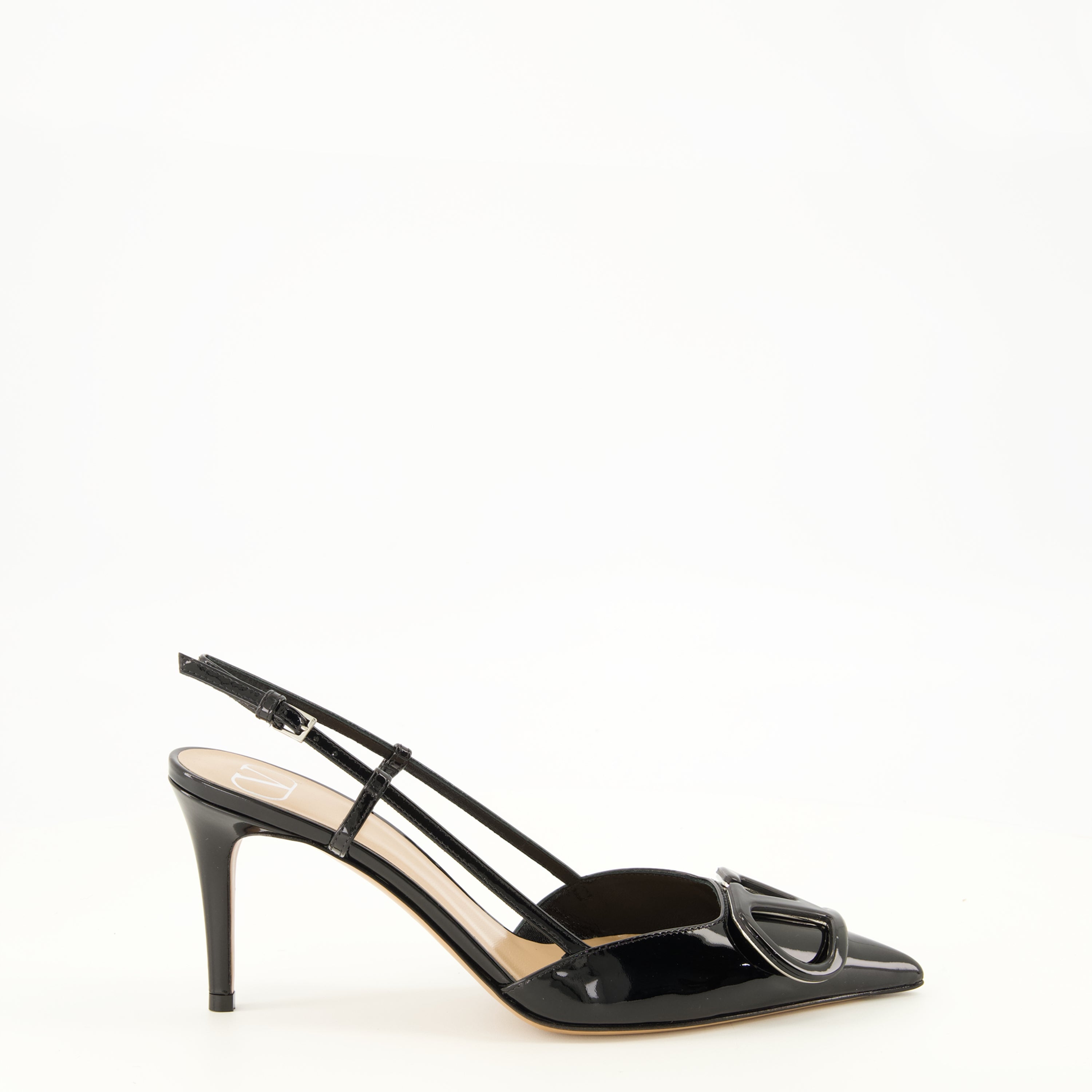 Escarpins VLogo Pumps de Cuero Charol Valentino Garavani Noir Femme