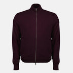 Imagen del cárdigan burdeos de la marca Moncler para hombres - Temporada Otoño-Invierno 2025 - Vista Frontal
