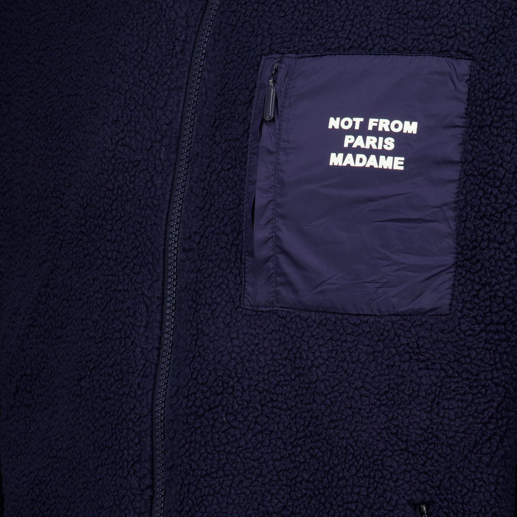 Vestes Sherpa Slogan Zippered Jacket Drole De Monsieur Bleu foncé Homme