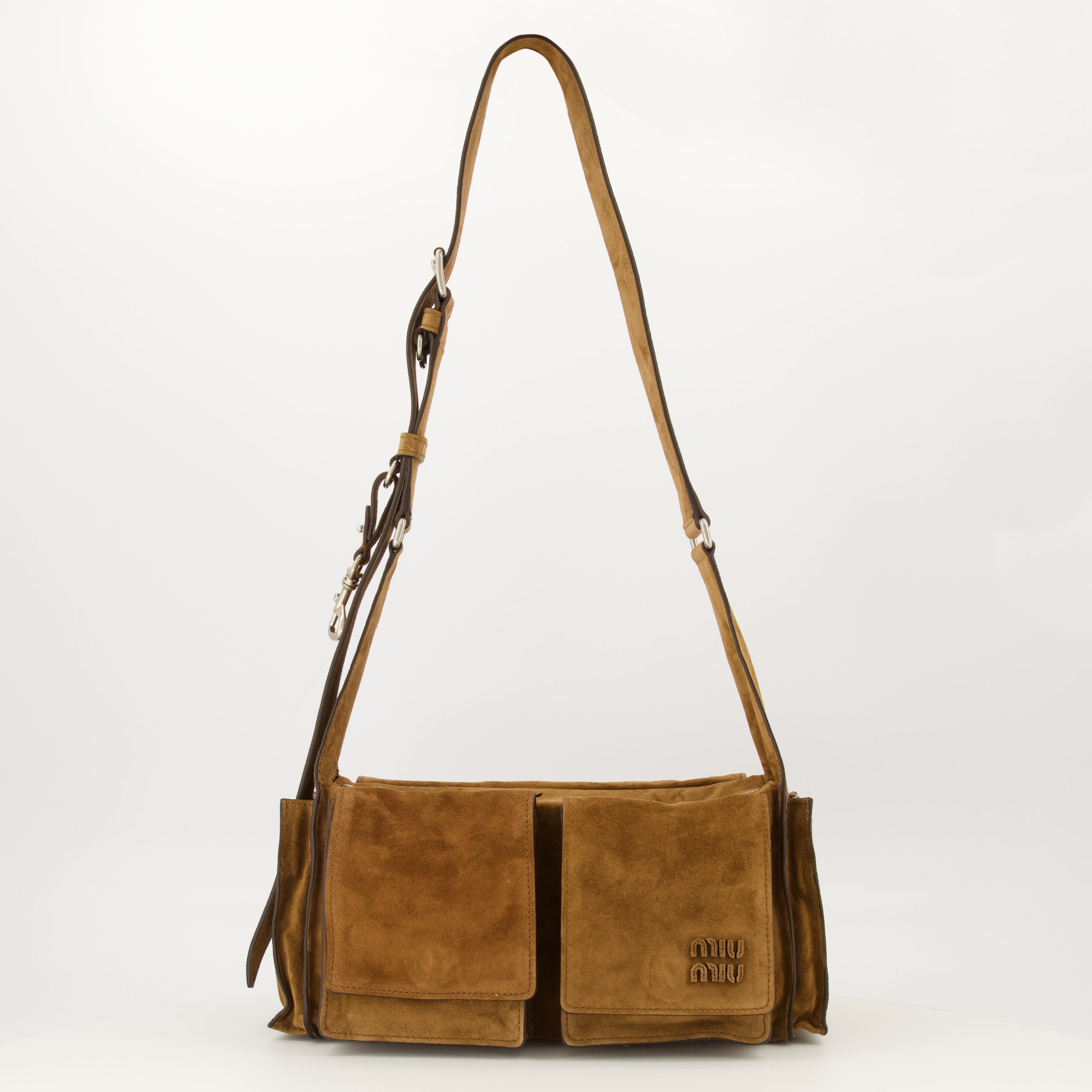 Sacs à main et épaule 브라운 스웨이드 백 Miu Miu Marron Femme