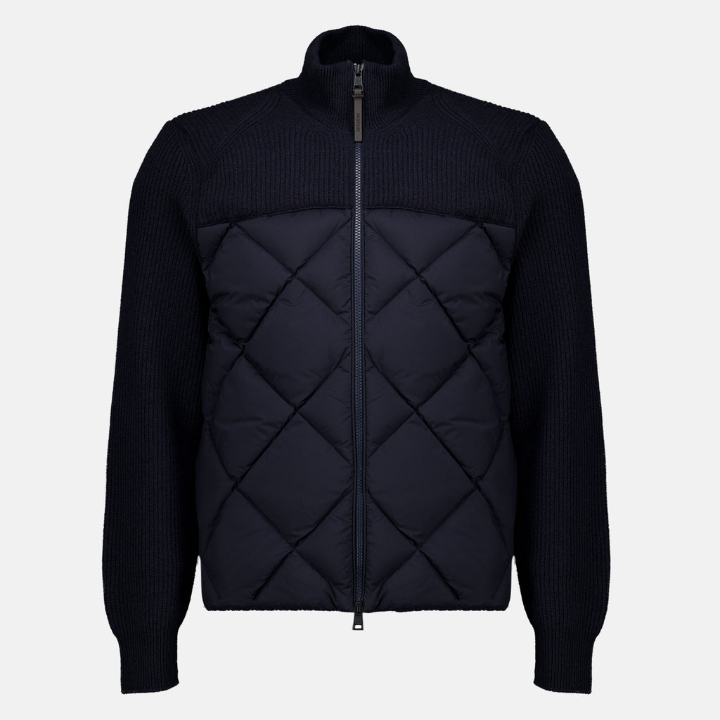 Vestes キルティング二素材カーディガン Moncler Bleu foncé Homme