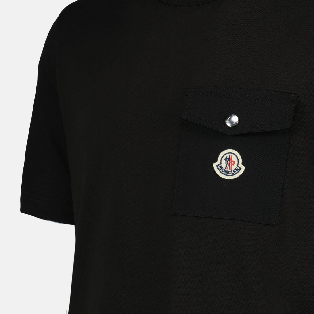 Camisetas T-Shirt com Bolso e Logo Moncler Preto Homme