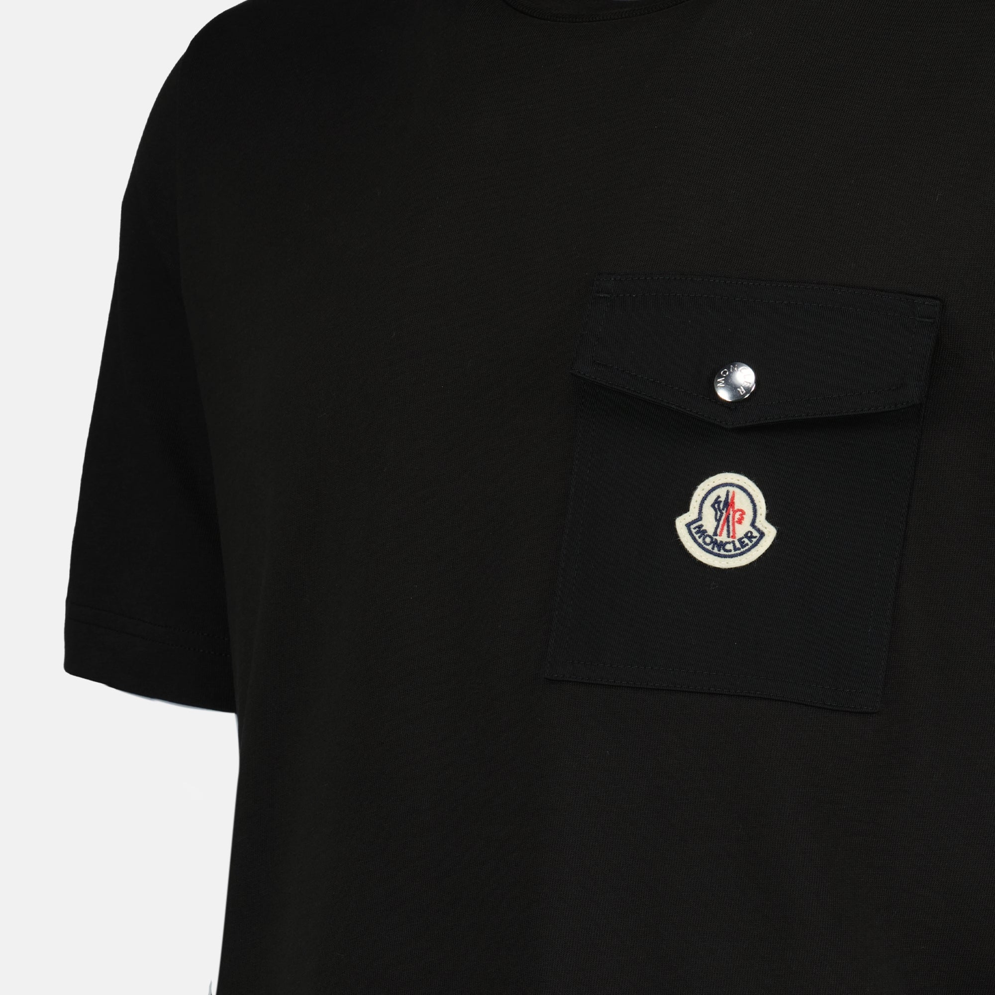 Camisetas T-Shirt com Bolso e Logo Moncler Preto Homme