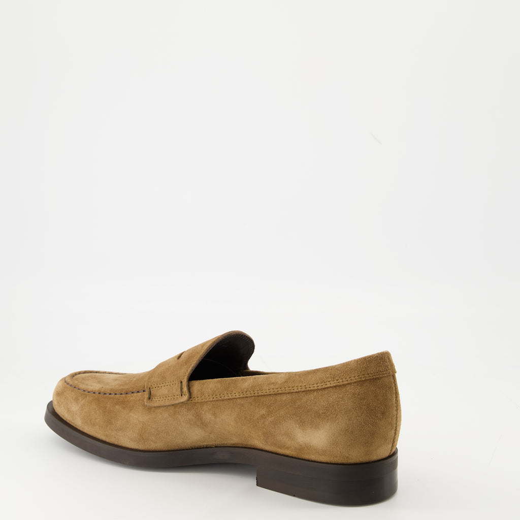 Image of the Tod's suede leather loafers for men - Autumn-Winter 2025 season - Three-quarters back right view