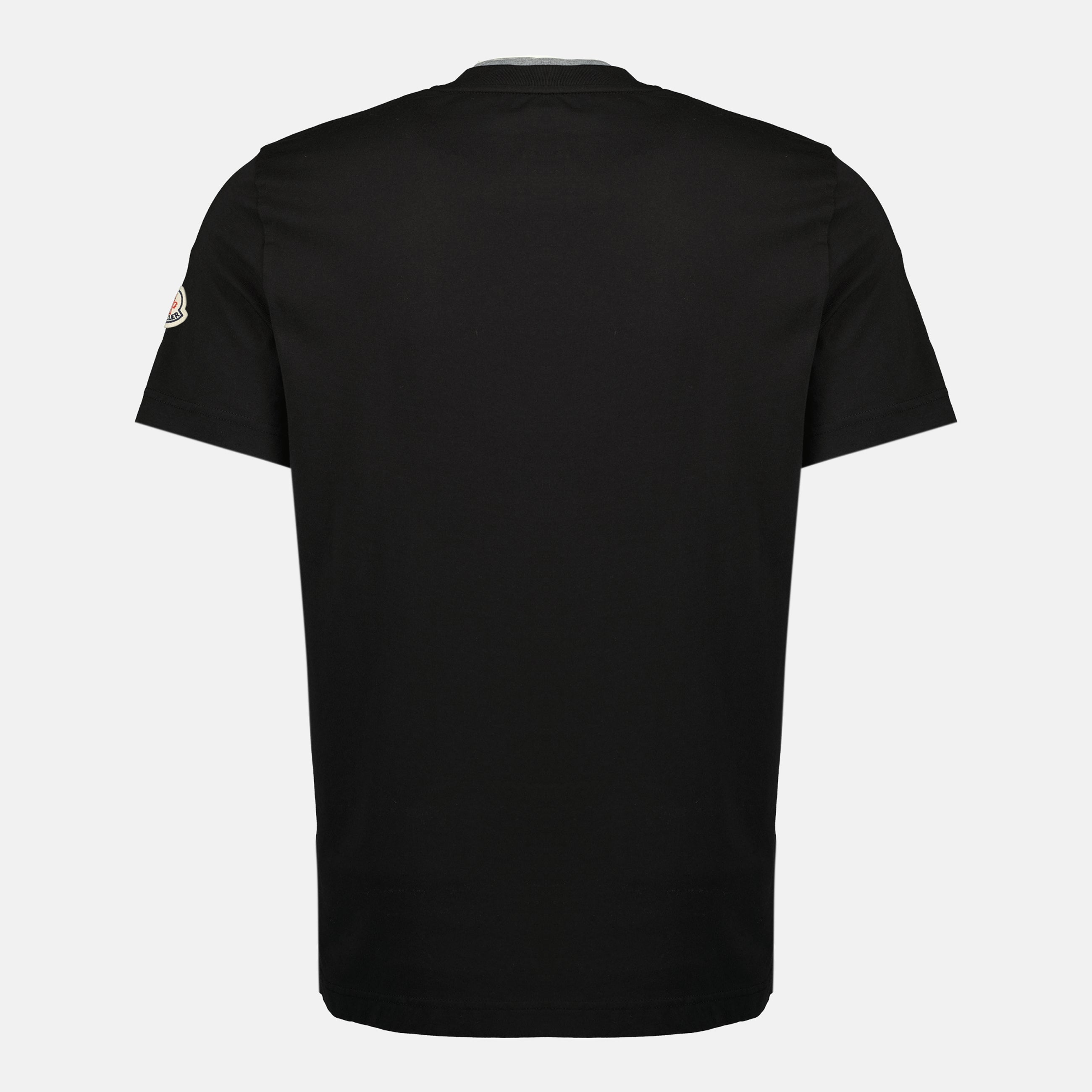 Bild des schwarzen gestickten Logo-T-Shirts der Marke Moncler für Herren - Frühjahr-Sommer 2026 - Rückansicht