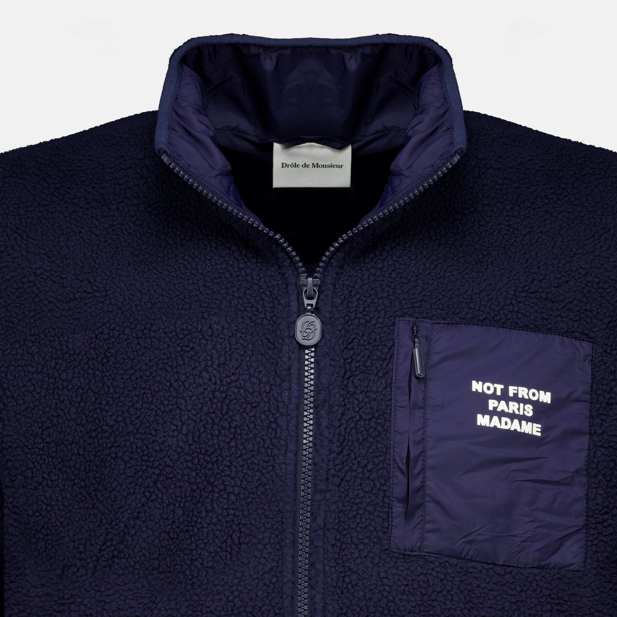 Vestes Veste zippée Sherpa Slogan Drole De Monsieur Bleu foncé Homme