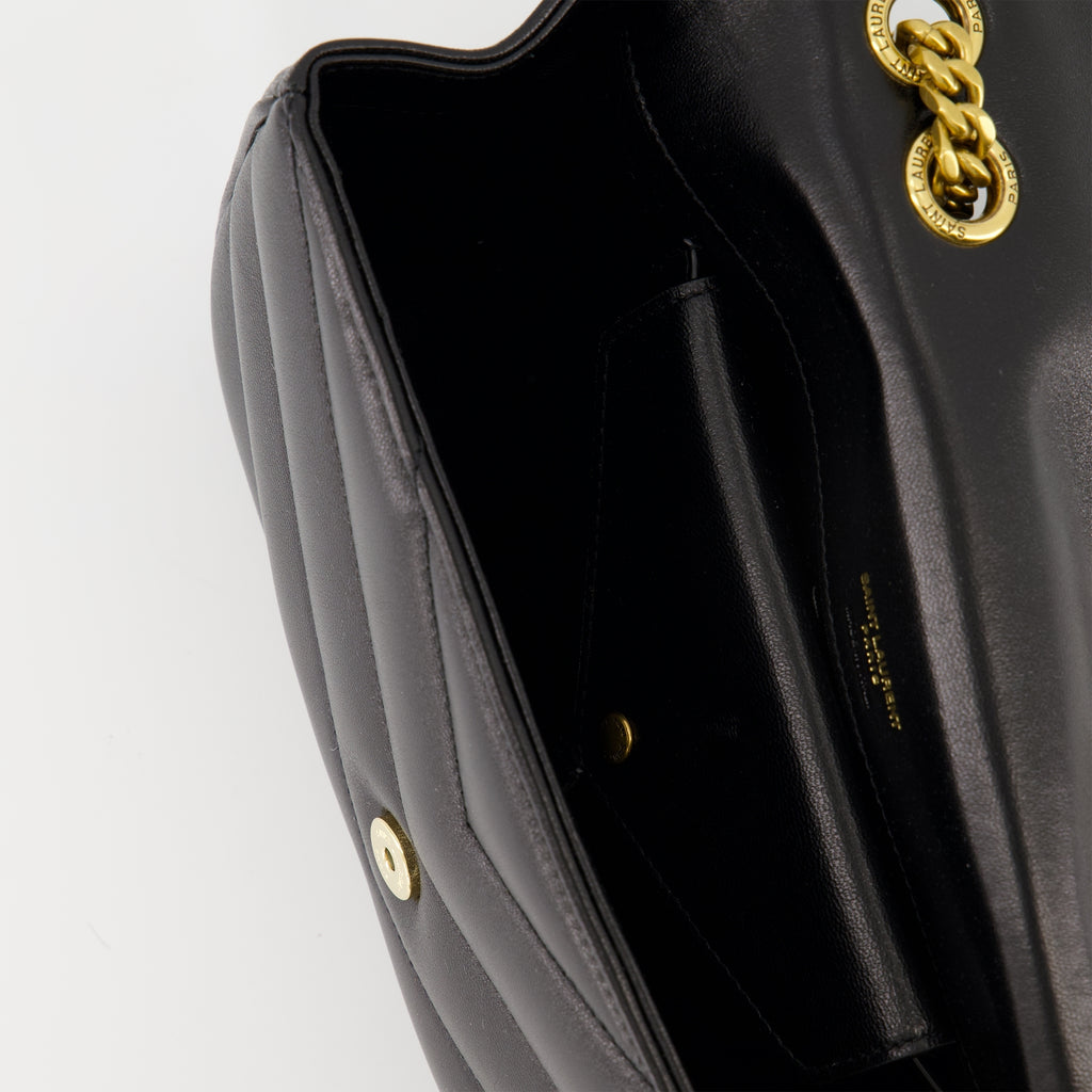 Sacs à main et épaule Bolsa Loulou Pequena em Pele Preta Saint Laurent Noir Femme