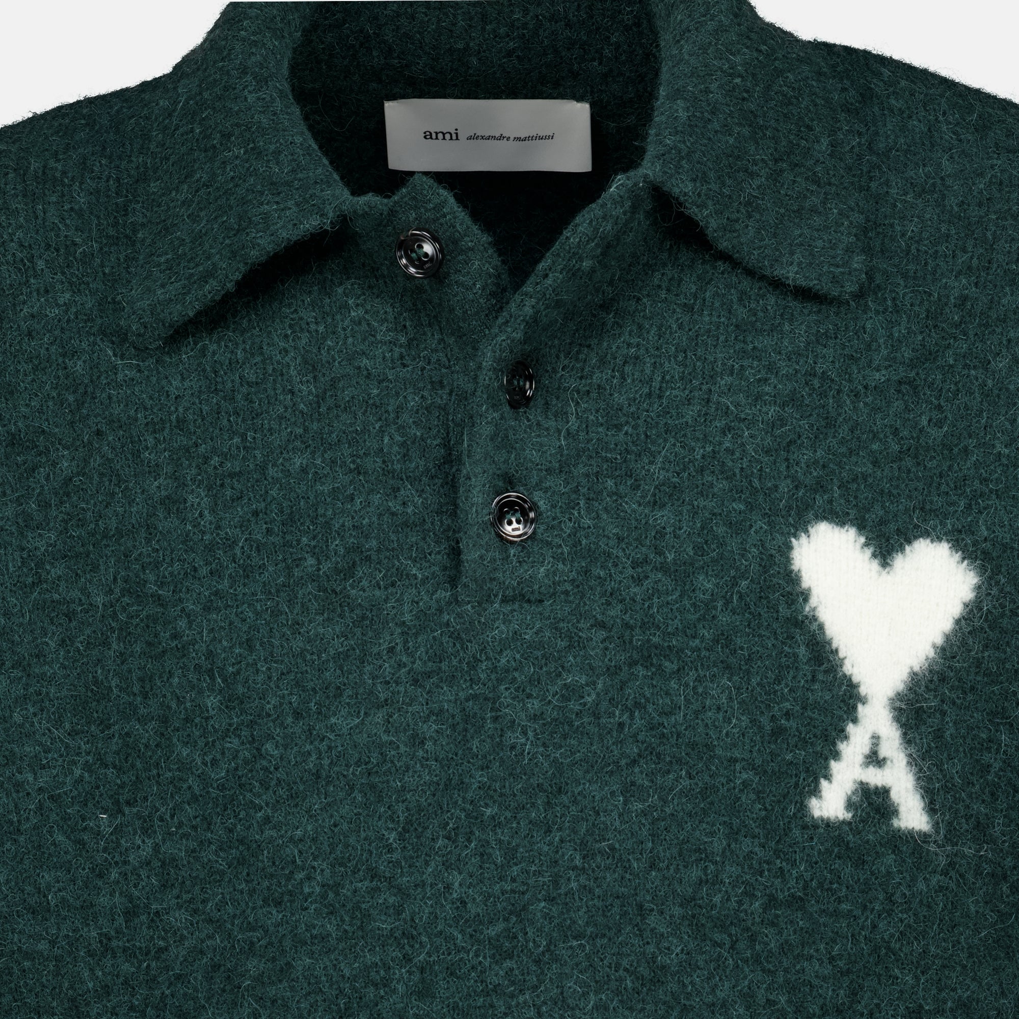 Polos Dark Green Alpaca Sweater Ami PARIS Vert Unisexe