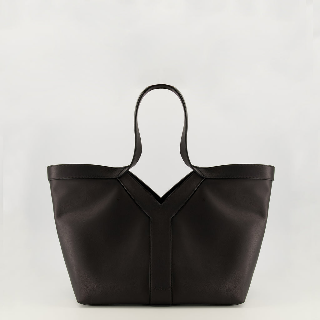 Image de l'article Petit sac cabas Y en cuir noir de la marque Saint Laurent pour Femme - Saison Printemps-Été 2026 - Vue de Face