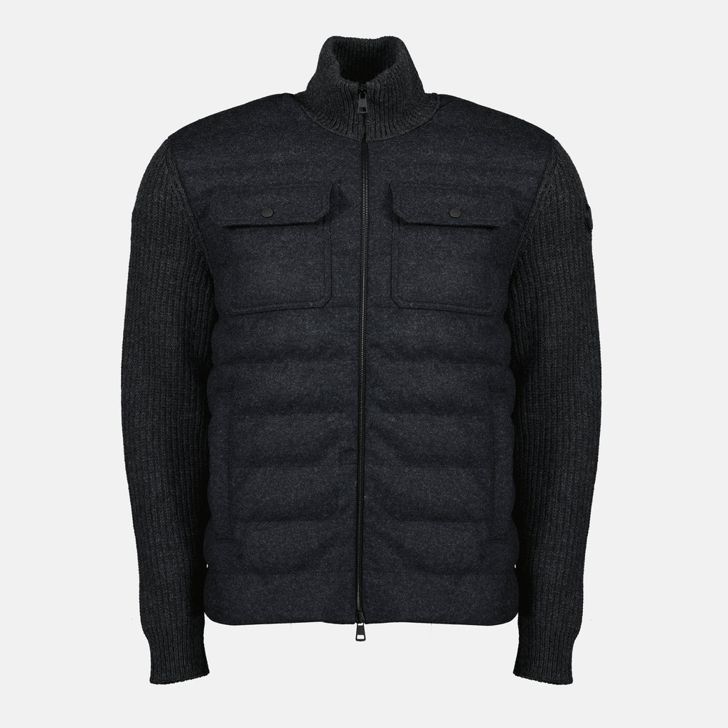Image de l'article Cardigan zippé matelassé en laine gris de la marque Moncler pour Homme - Saison Automne-Hiver 2025 - Vue de Face