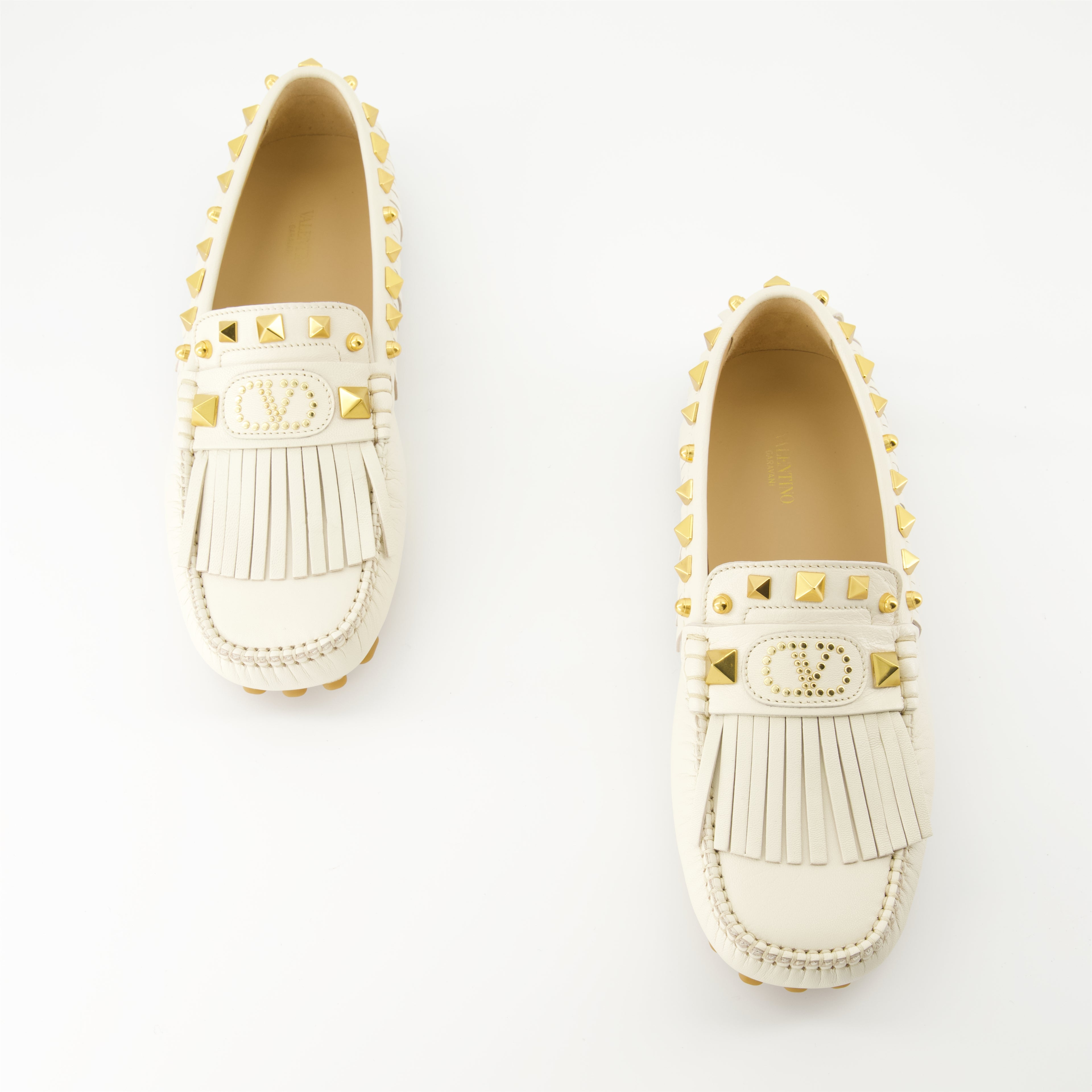 Loafers Fringed Moccasins Plaster Caster Valentino Garavani White Femme