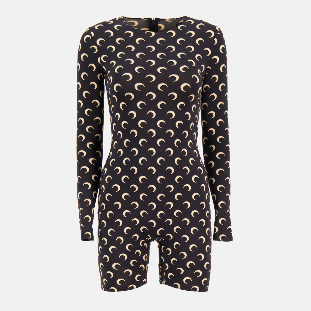 Bild des kurzen Jersey Moon-Overalls von Marine Serre für Frauen - Herbst-Winter 2025 - Frontansicht