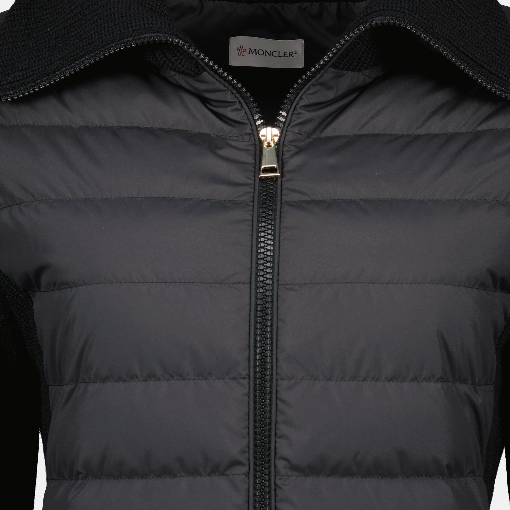 Image de l'article Cardigan bi-matière noir de la marque Moncler pour Femme - Saison Printemps-Été 2026 - Vue détaillée_2