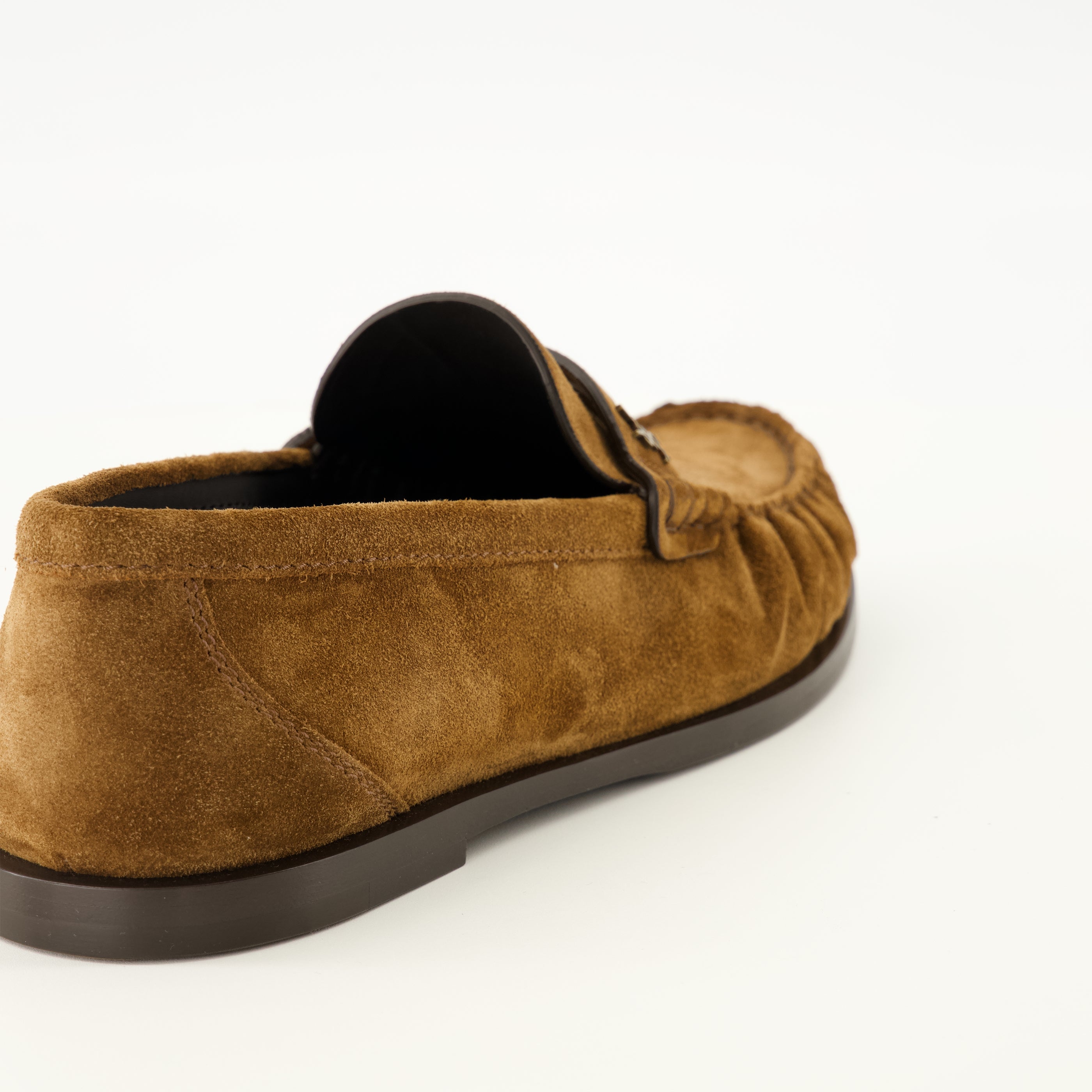 Mocassins Mocassins Loafer em Camurça Castanha Saint Laurent Marron Femme