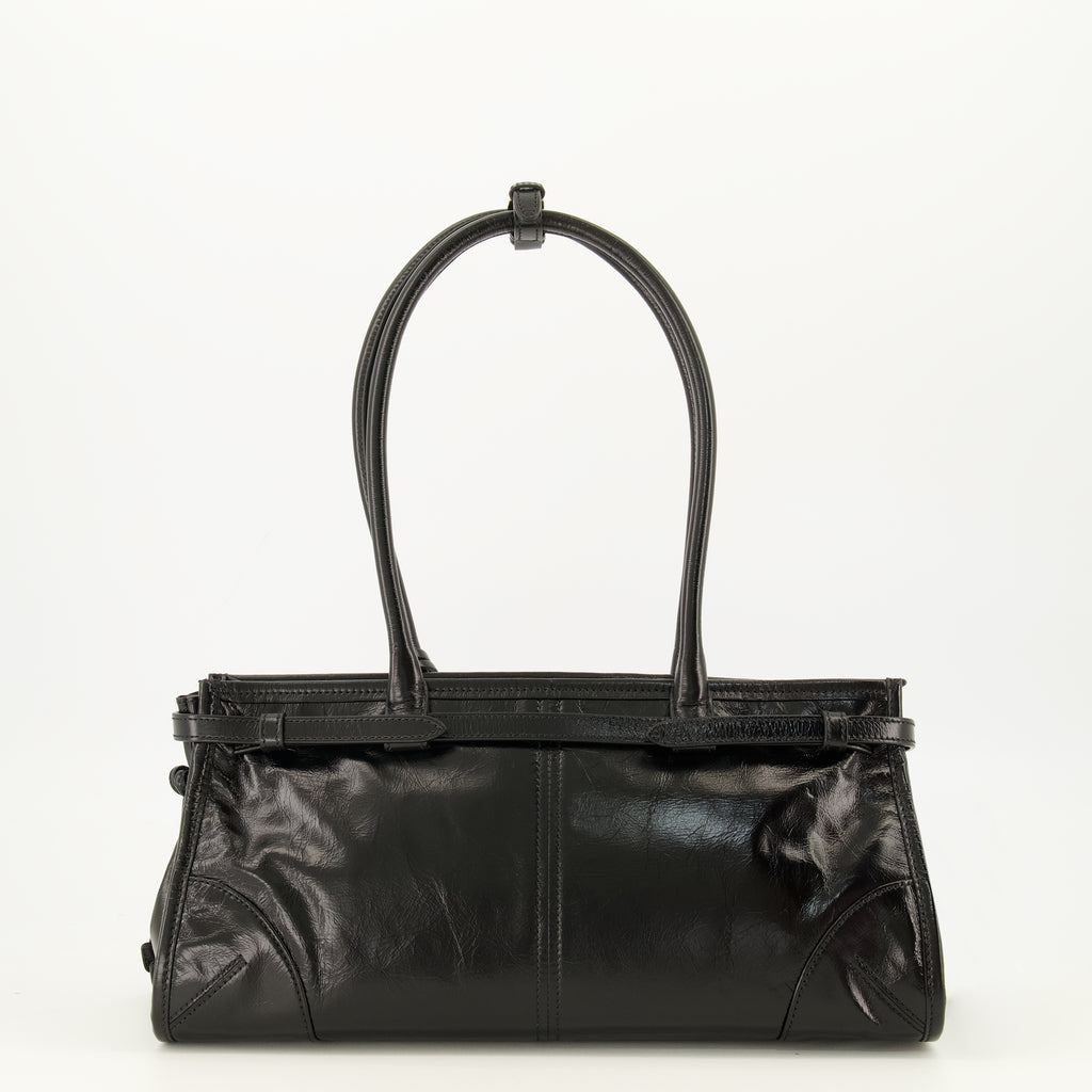 Sacs à main et épaule Mala Média de Couro Bonnie em Preto Prada Noir Femme