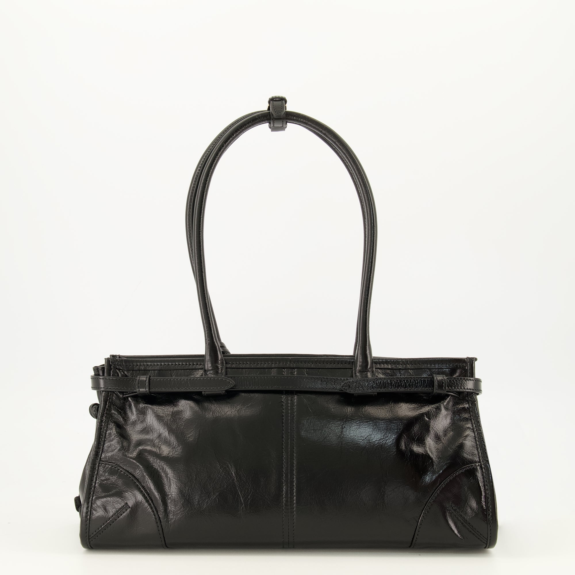Sacs à main et épaule Mala Média de Couro Bonnie em Preto Prada Noir Femme