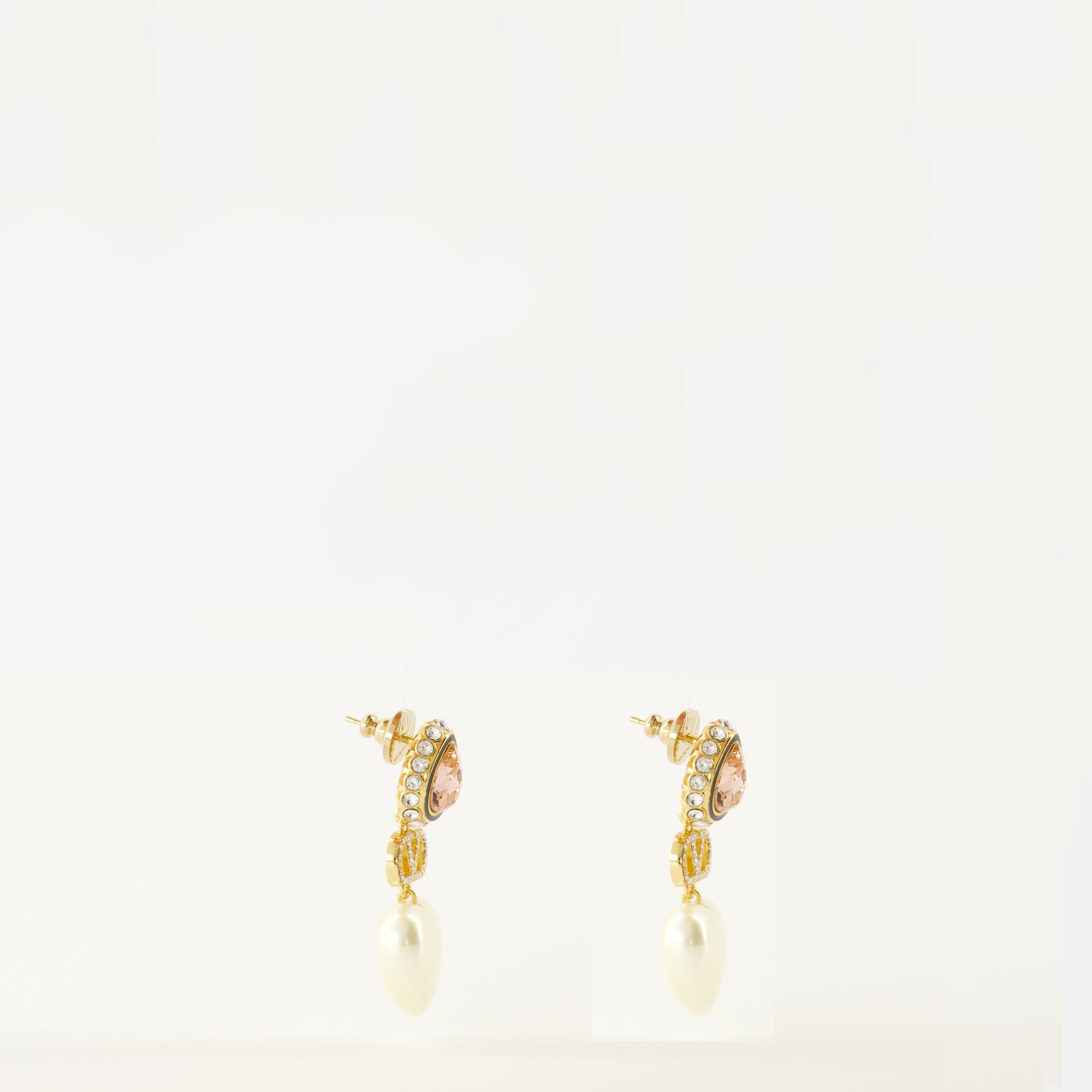 Bijoux Orecchini VLogo a forma di cuore in smalto e cristalli Valentino Garavani Doré Femme