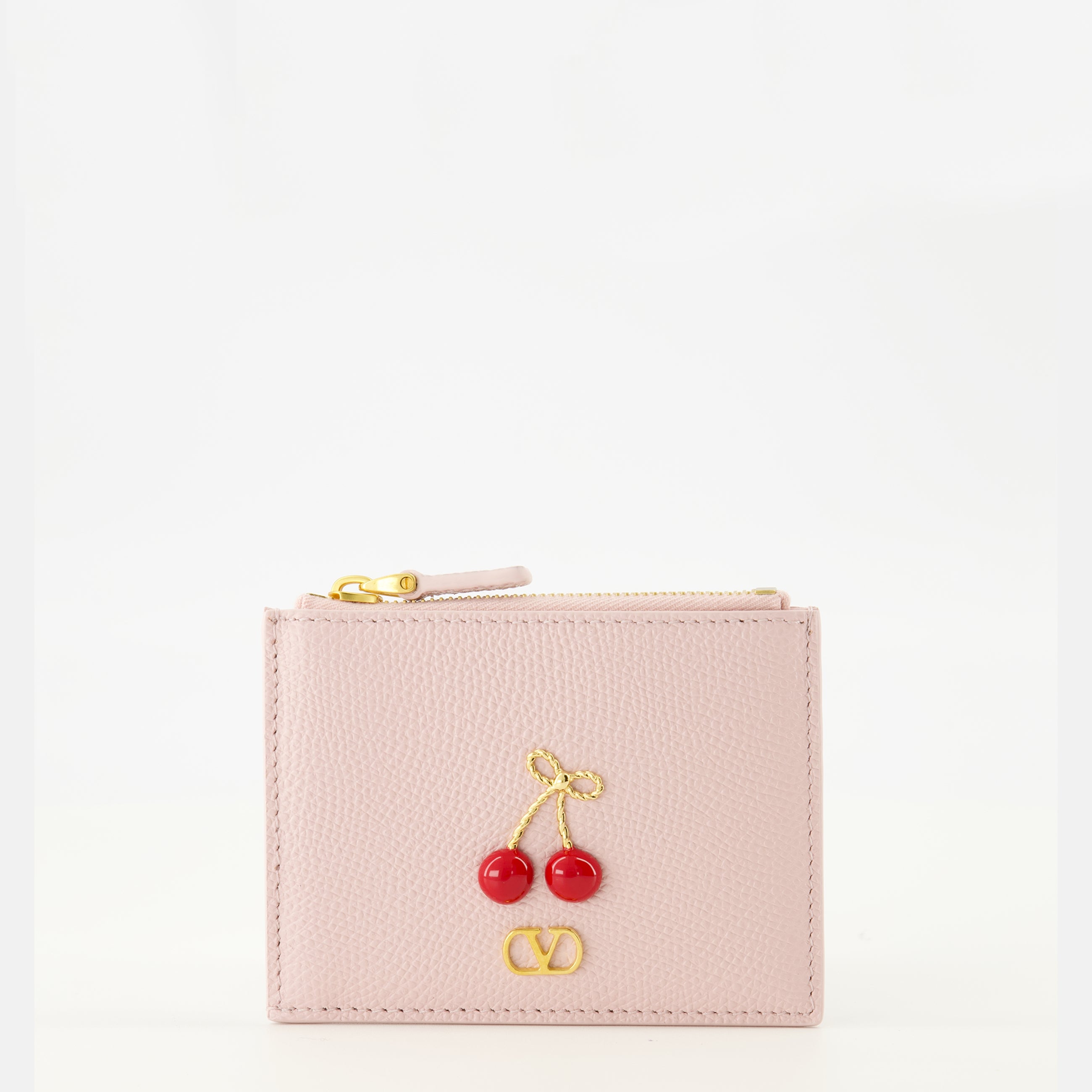 Image de l'article Porte-cartes Cherryfic rose de la marque Valentino Garavani pour Femme - Saison Printemps-Été 2026 - Vue de Face