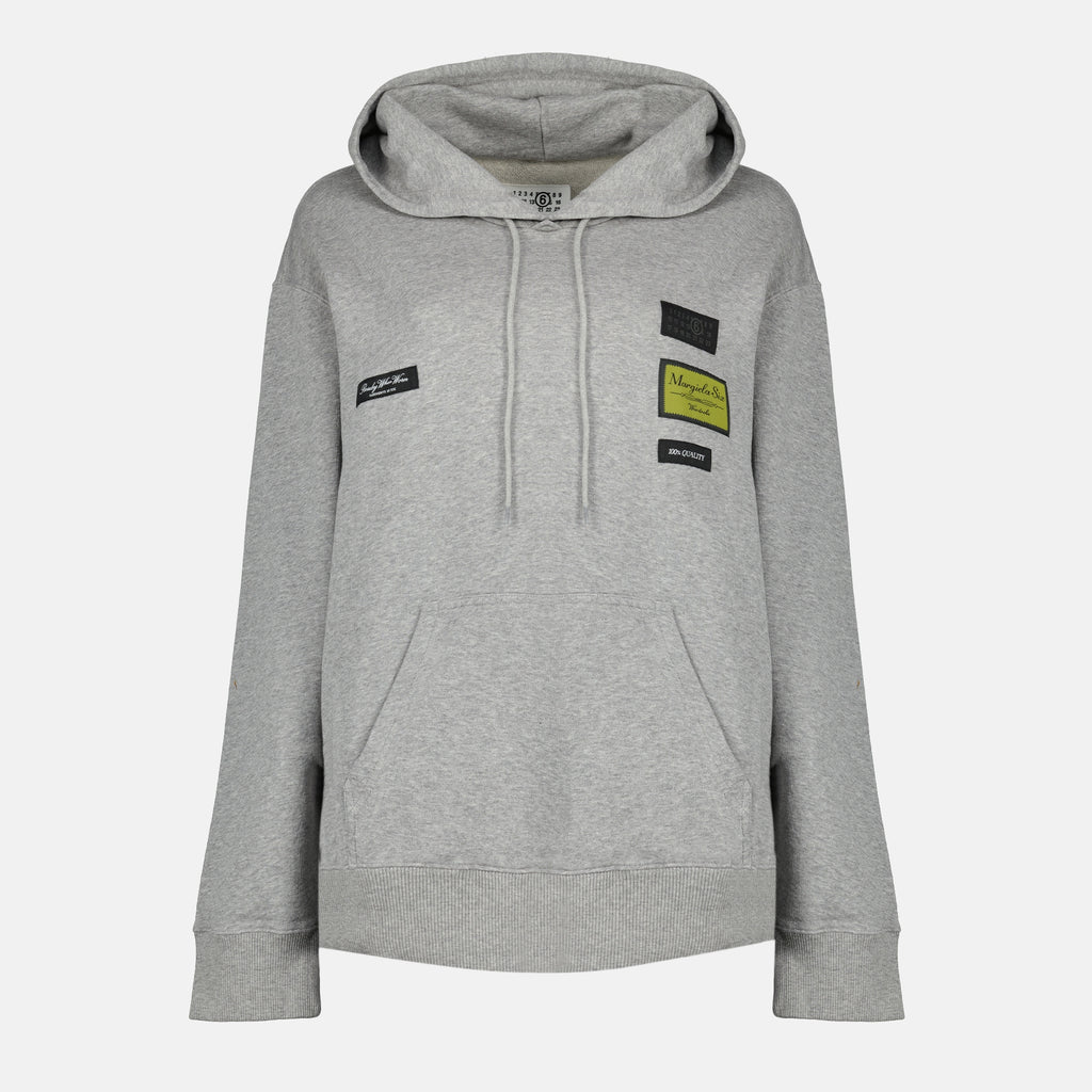 Image of the gray hoodie item from the brand Mm6 for Women - Spring-Summer 2026 - Front View