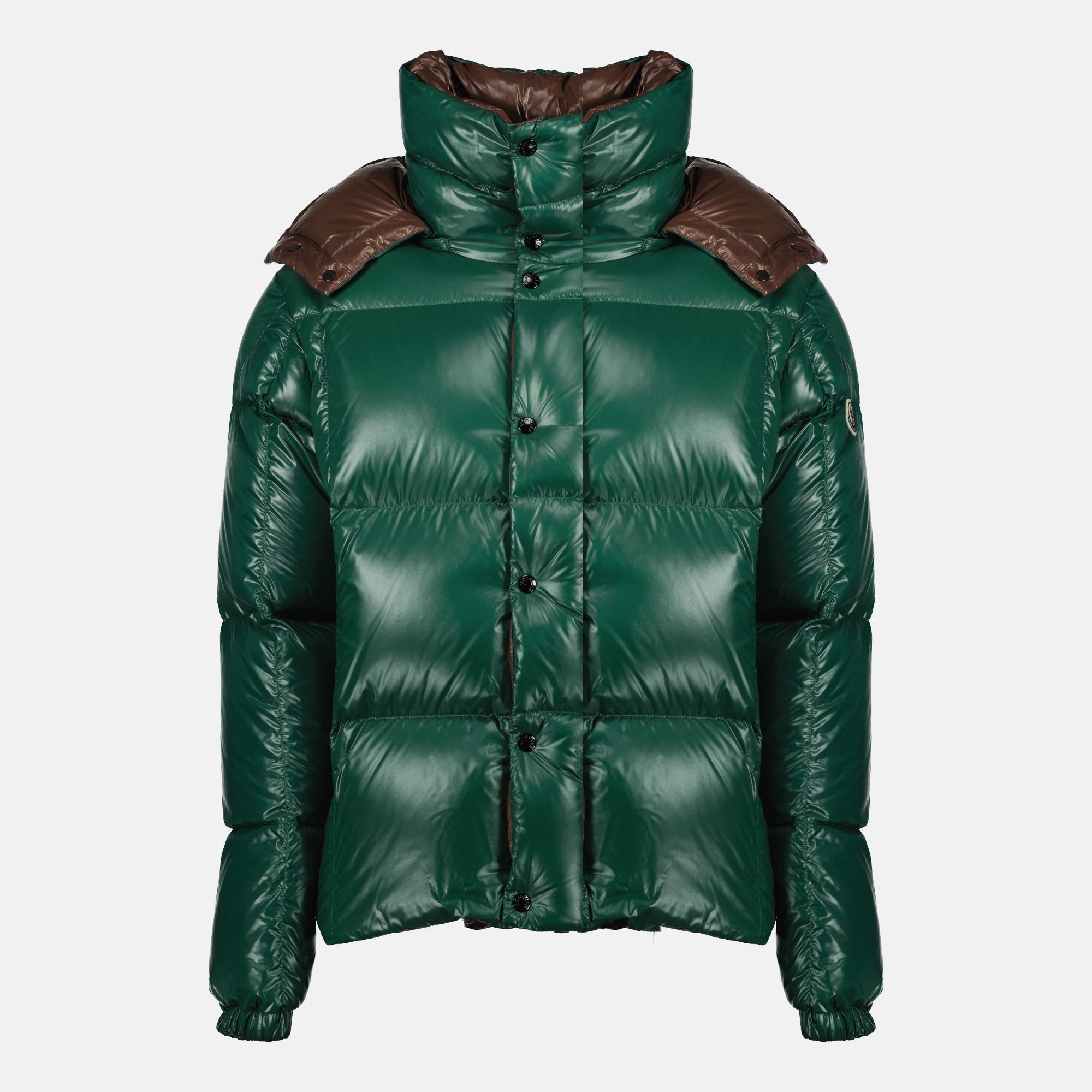 Image of the Parana khaki down jacket from the Moncler brand for Men - Autumn-Winter 2025 - Front View