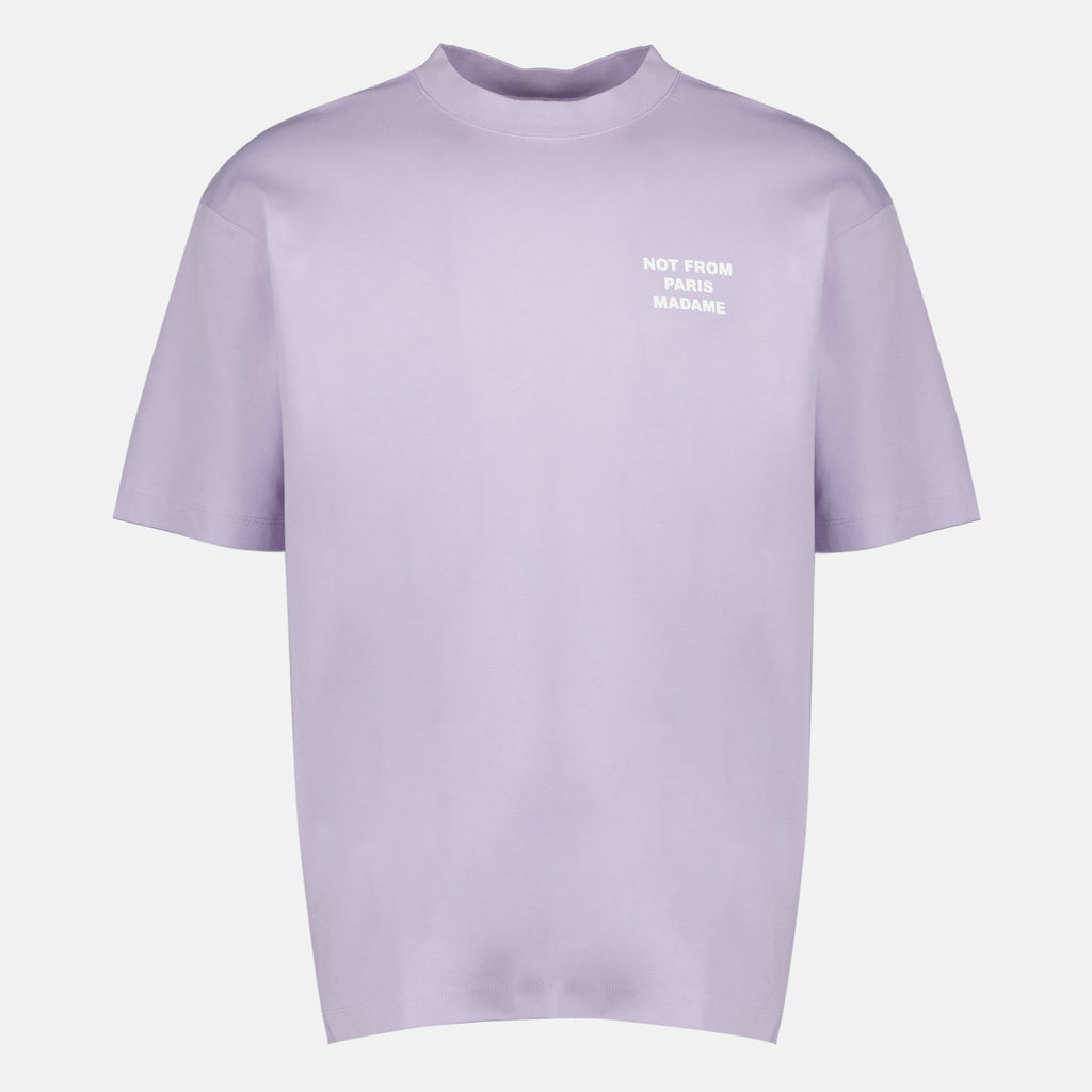Immagine dell'articolo T-shirt lilla con slogan del marchio Drole De Monsieur per Uomo - Stagione Primavera-Estate 2026 - Vista Frontale
