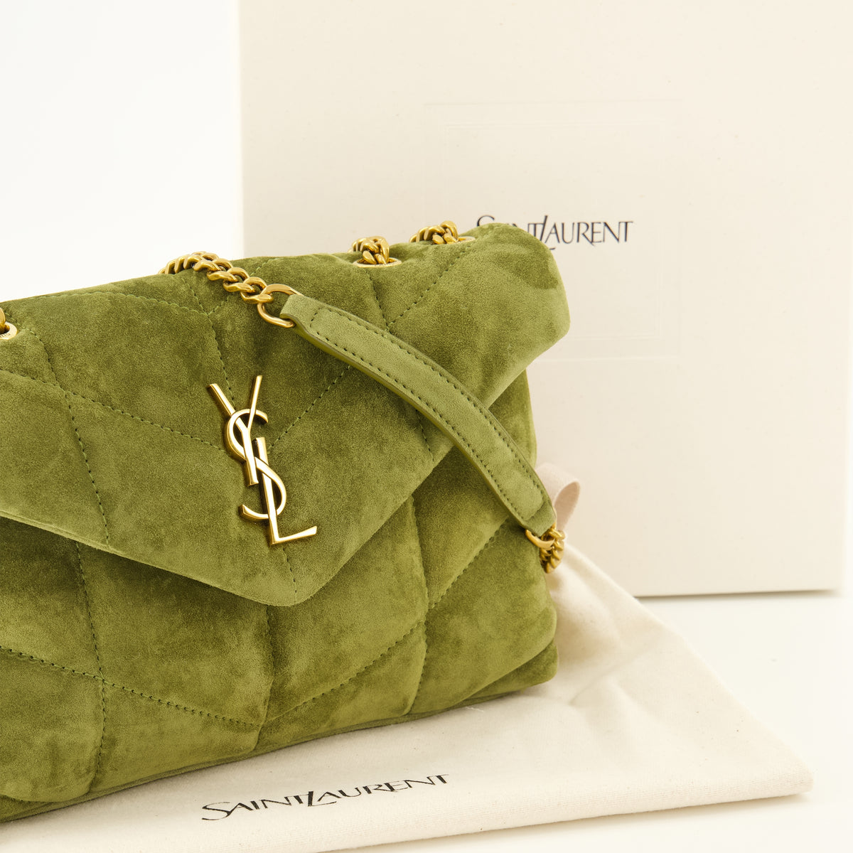 Sacs à main et épaule Grüne Wildleder Puffer Toy Tasche Saint Laurent Vert Femme