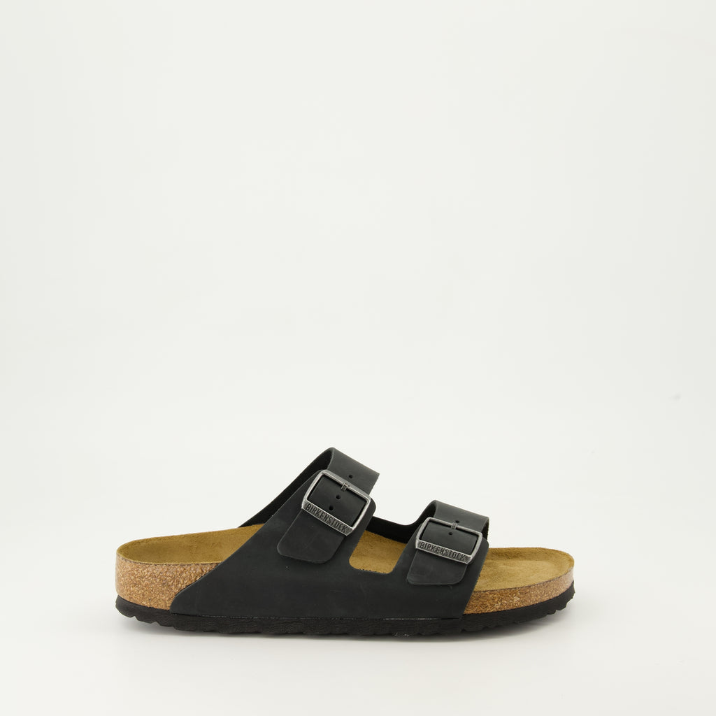 Open shoes Arizona Slippers Birkenstock Black Homme