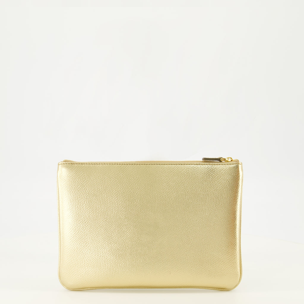 Pochettes Pochette VLogo en cuir lamé Valentino Garavani Doré Femme