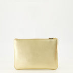 Pochettes Pochette VLogo en cuir lamé Valentino Garavani Doré Femme