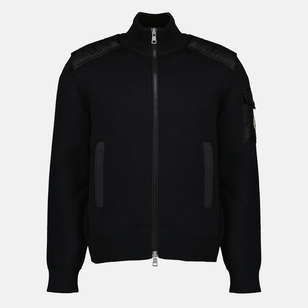 Vestes Black Wool Cardigan Moncler Noir Homme