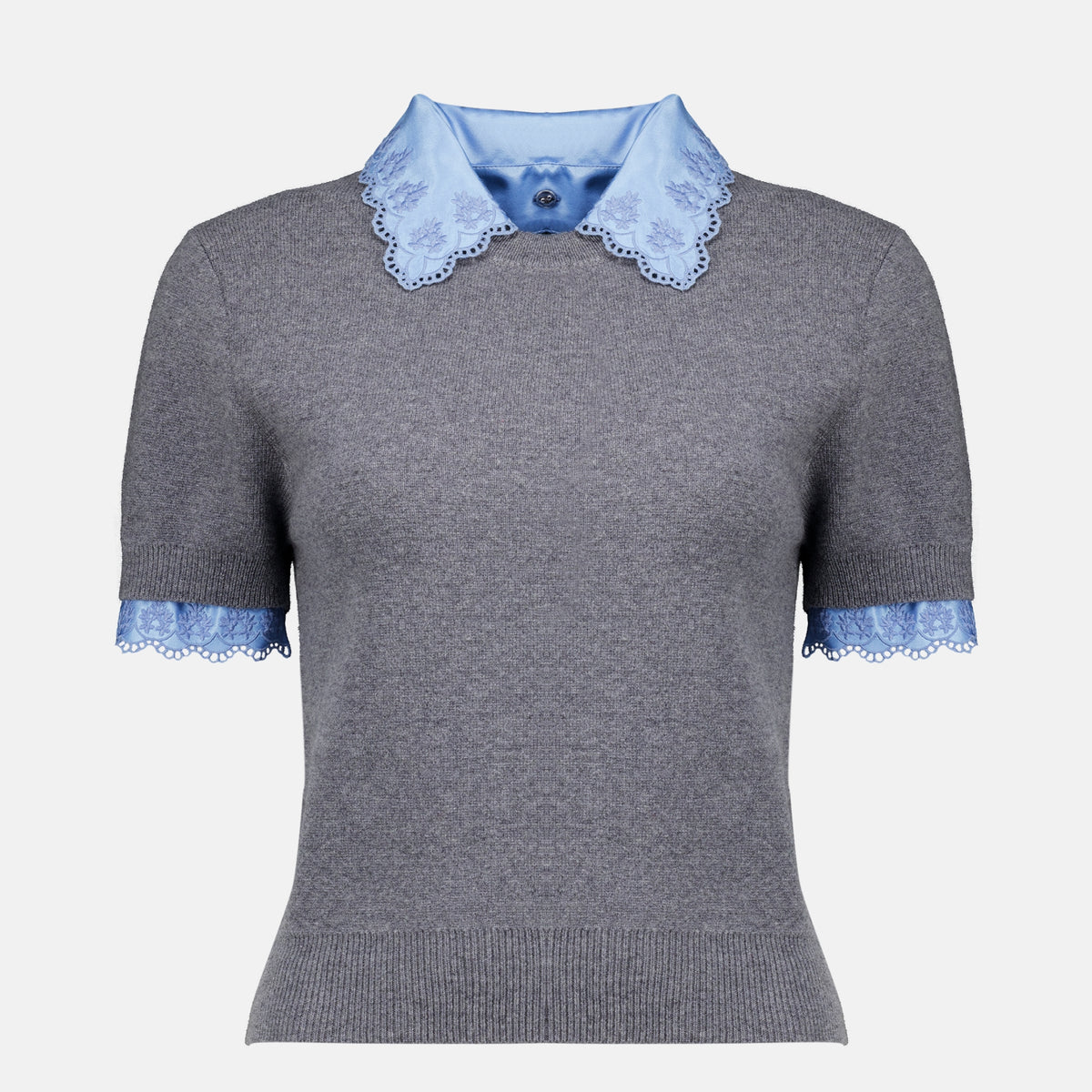 Maille Grauer Kurzarm-Pullover Rabanne Gris Femme