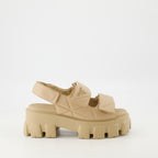 Zapatos abiertos Sandalias de Cuero Acolchado Prada Beige Femme