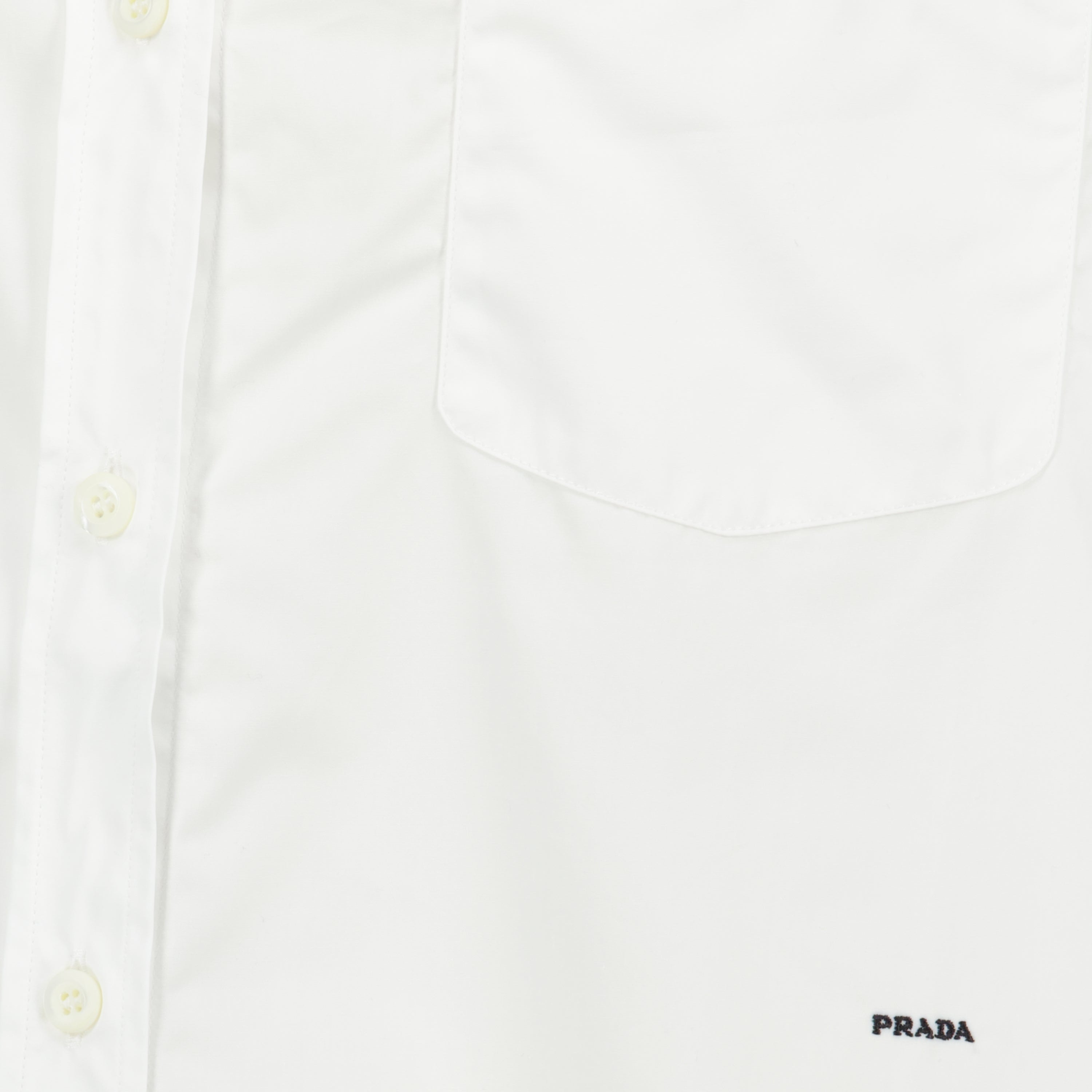 Chemises Camisa de Popelina Branca Prada Blanc Femme