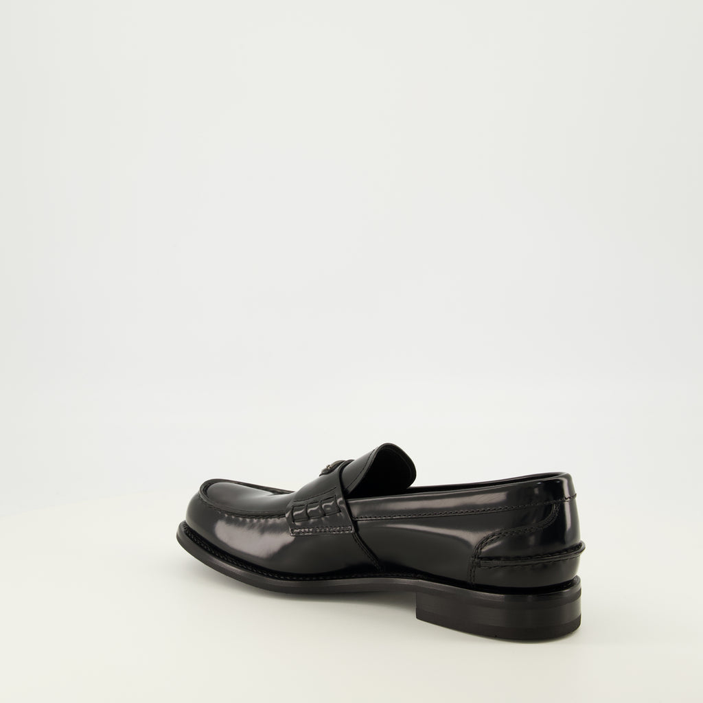 Mocassins Schwarze genoppte Leder Slipper Prada Noir Homme