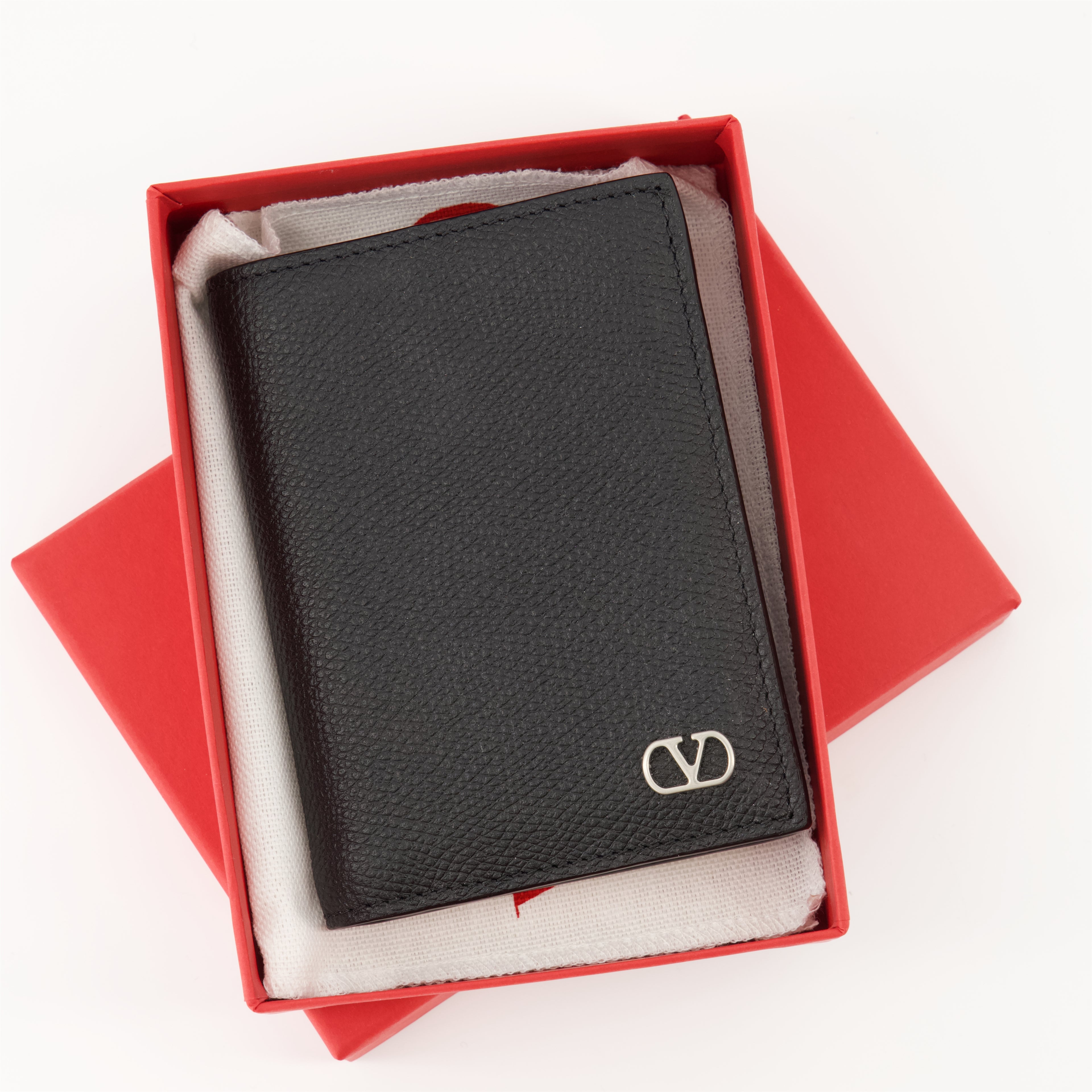 Pequeños artículos de cuero Billetera Vertical VLogo Valentino Garavani Negro Homme