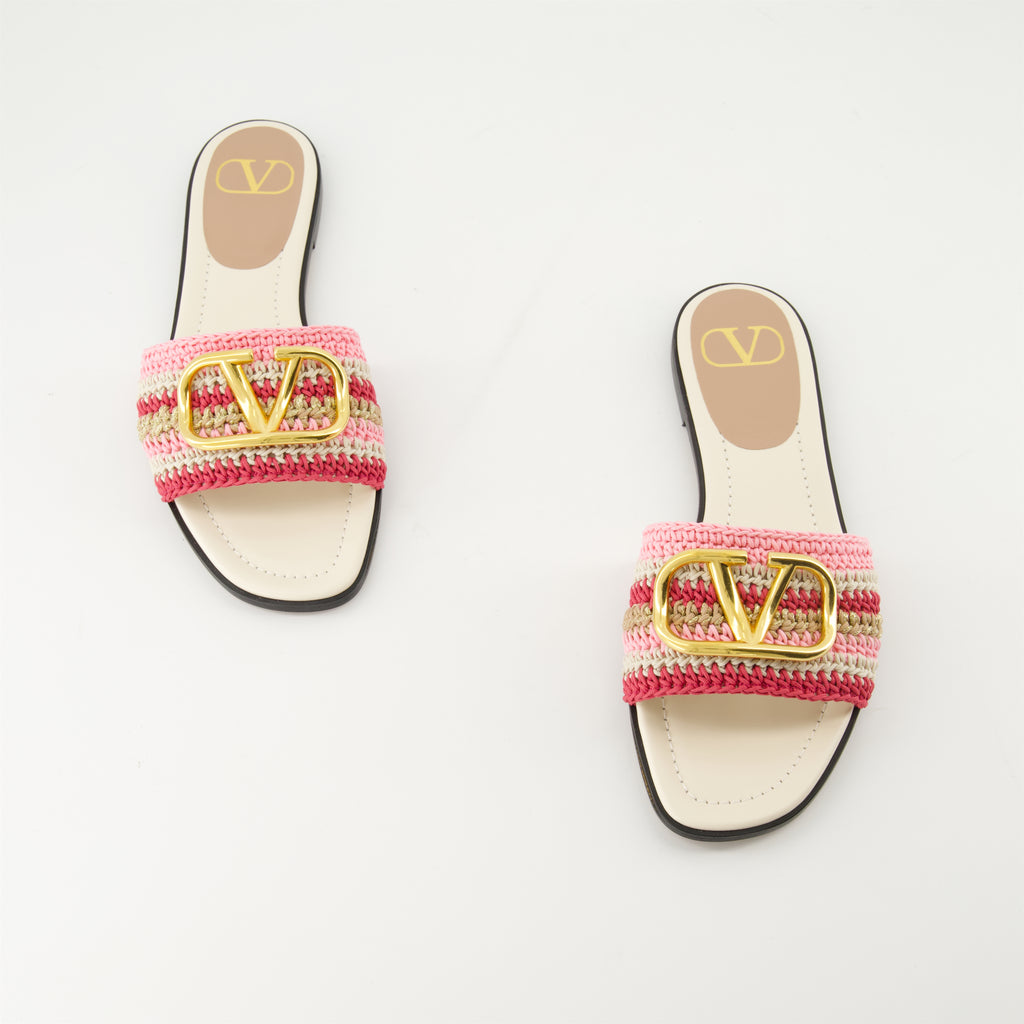 오픈 슈즈 VLogo 크로쉐 슬라이드 Valentino Garavani 분홍색 Femme