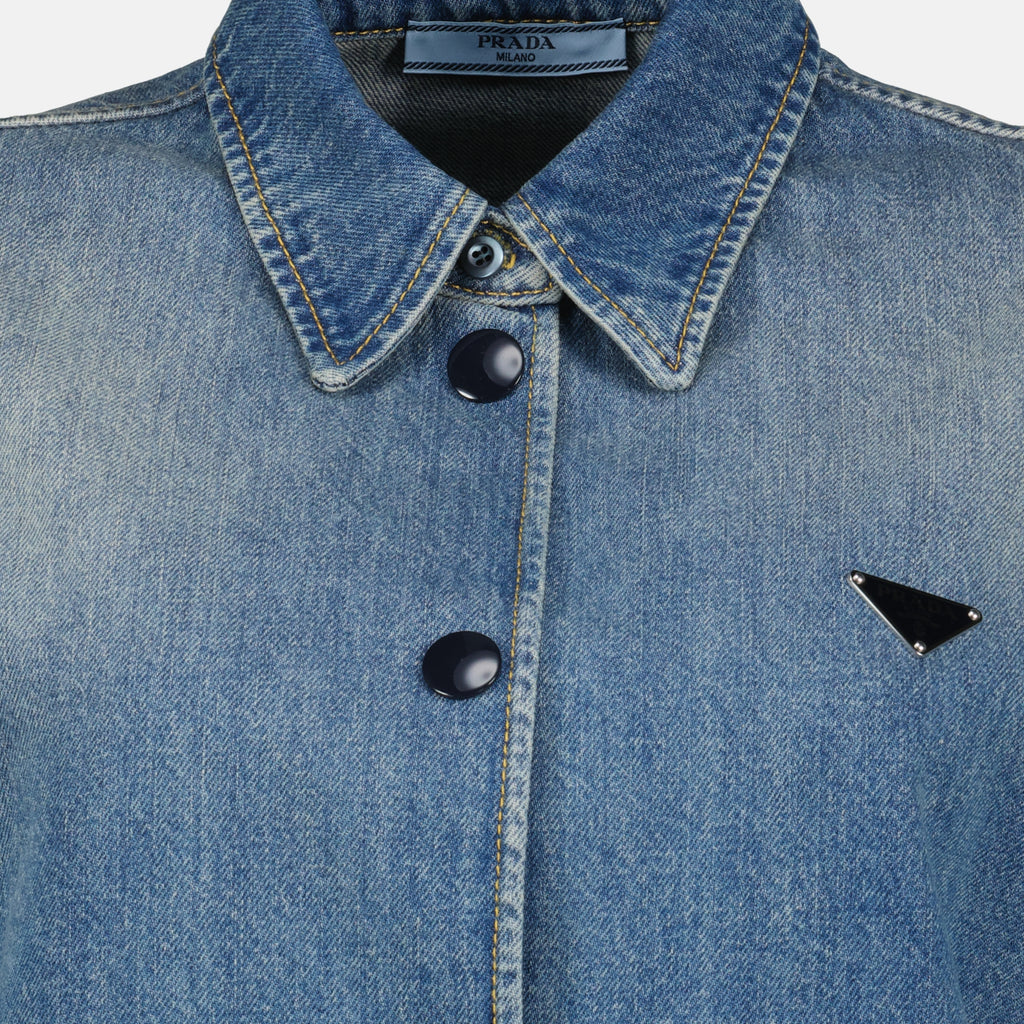 Image of the article Short Denim Shirt by Prada for Women - Autumn-Winter 2025 - Detailed View_6
