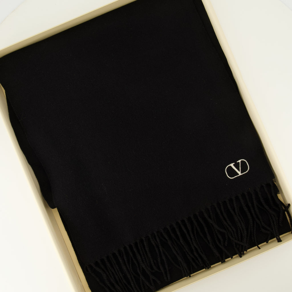 Écharpes, foulards et gants Schwarzer VLogo Wollschal Valentino Garavani Noir Homme