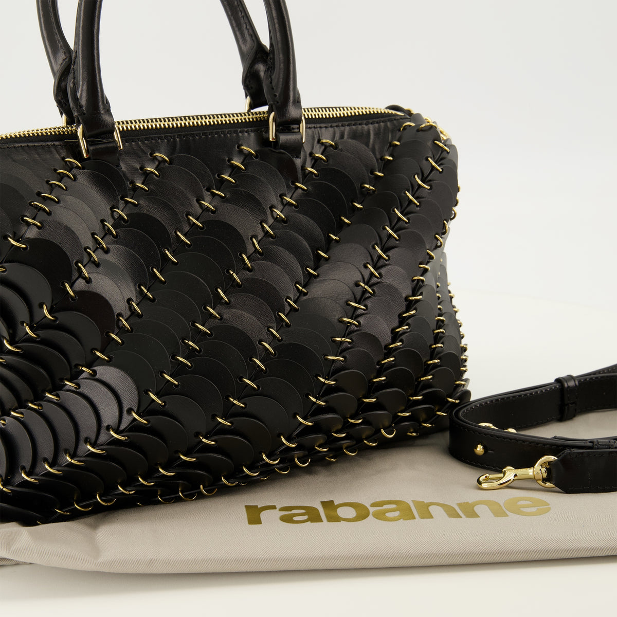 Sacs à main et épaule Borsa Boston in pelle nera Rabanne Noir Femme