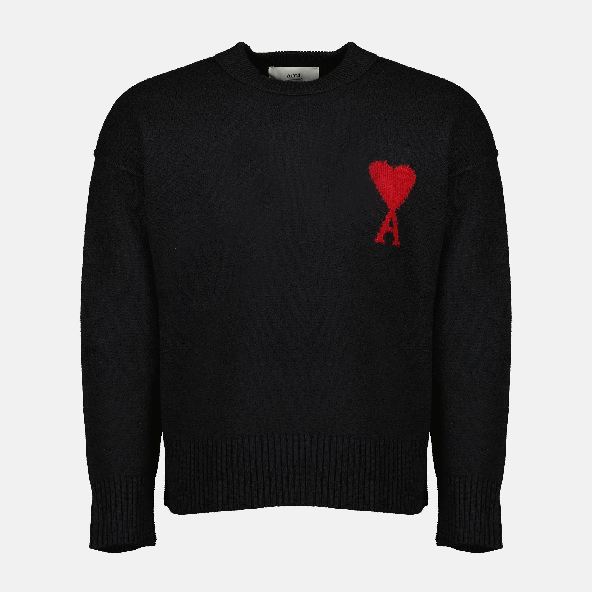 Image of the AMI black heart sweater from the brand Ami PARIS for Unisex - Spring-Summer Season 2026 - Front View