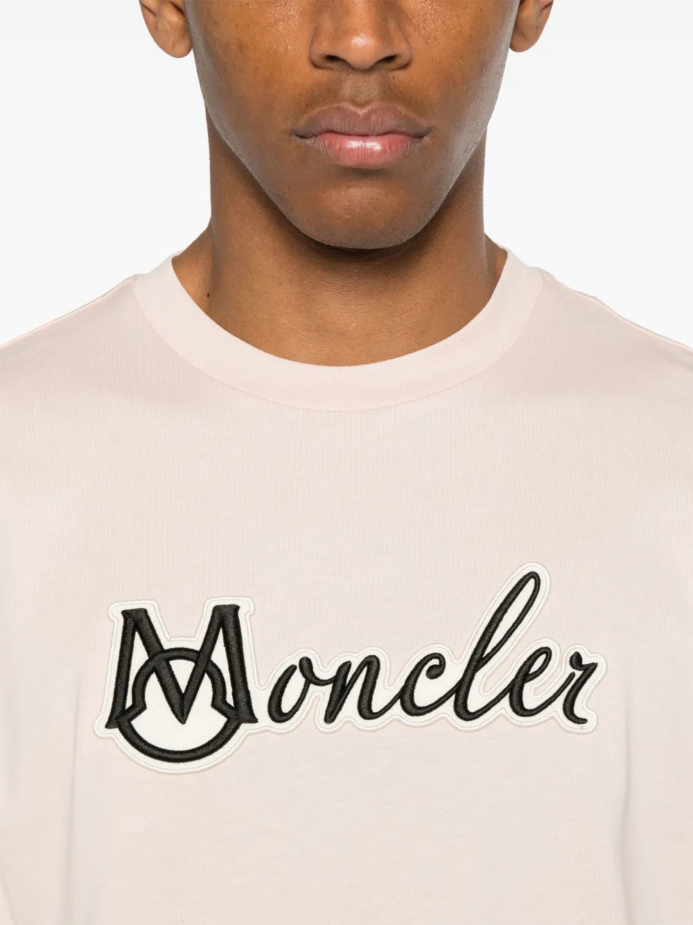 T-shirts Embroidered Logo T-shirt Moncler Pink Homme